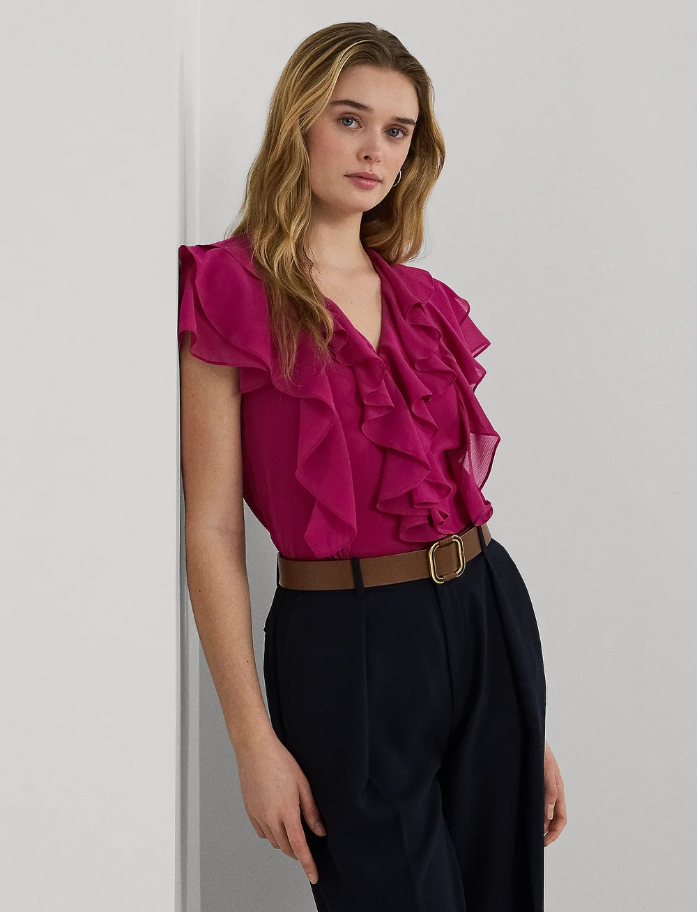 Lauren Ralph Lauren Ruffle trim Crinkle Georgette Blouse Short sleeved blouses Boozt