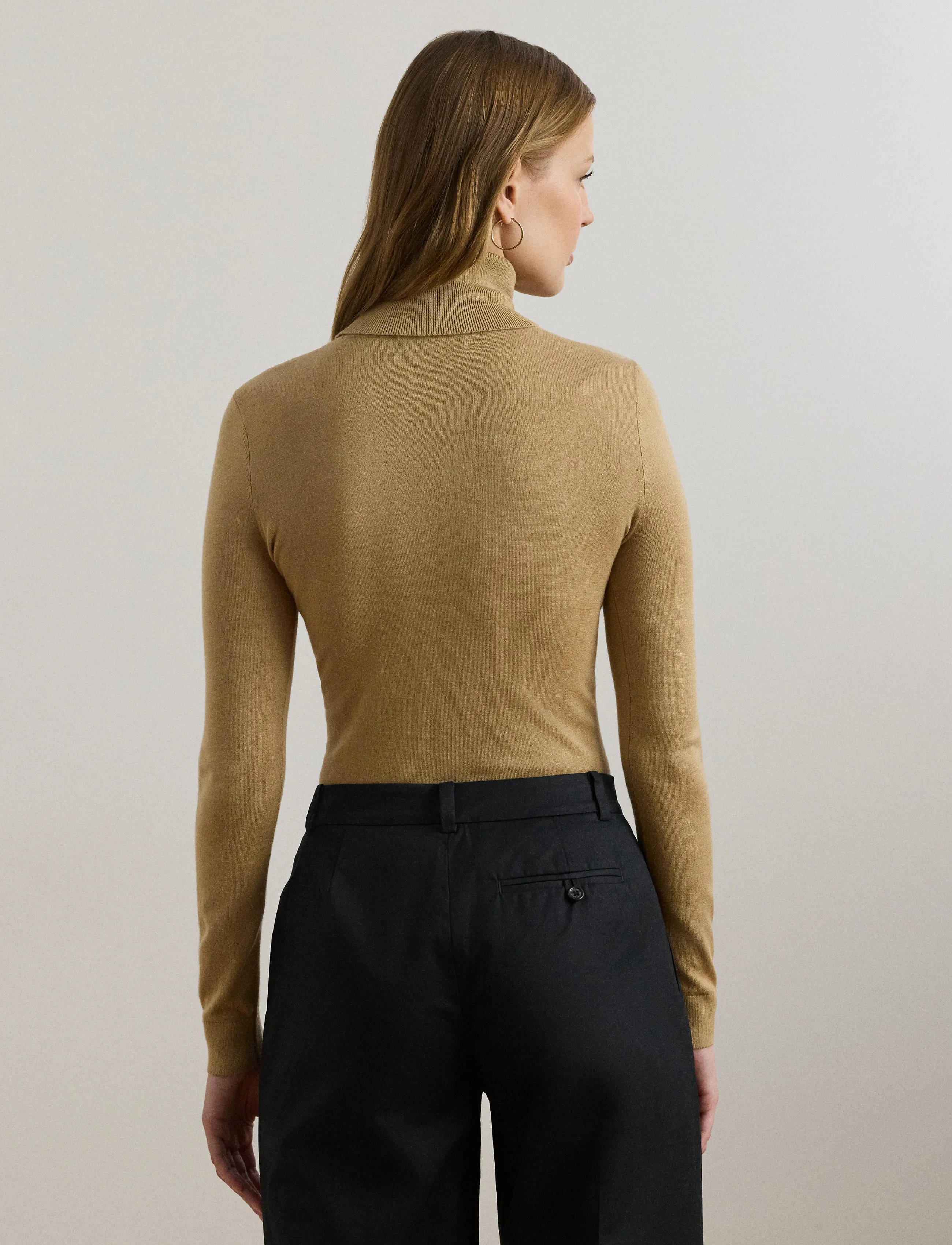 Lauren Ralph Lauren - Silk-Blend Turtleneck Sweater - rullekraver - birch tan - 3