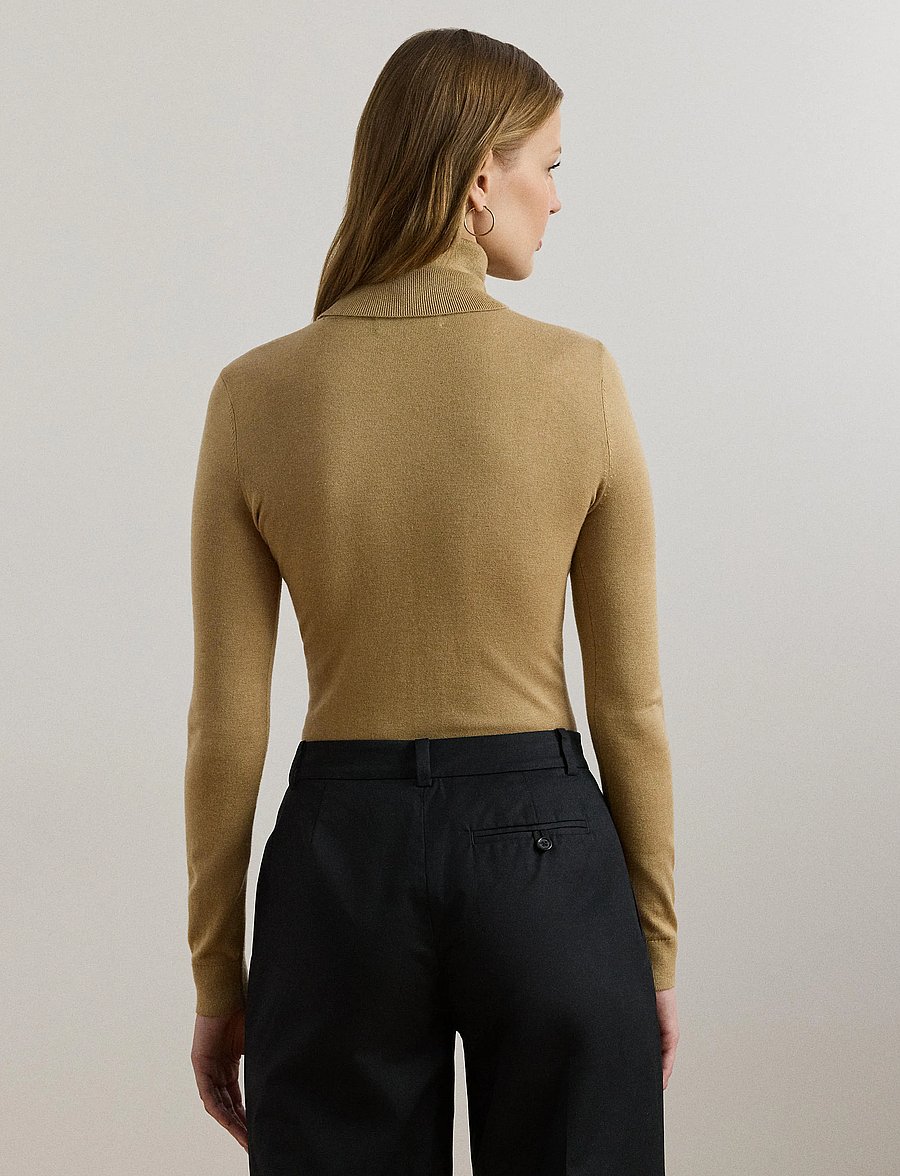 Lauren Ralph Lauren - Silk-Blend Turtleneck Sweater - rollkragenpullover - birch tan - 3