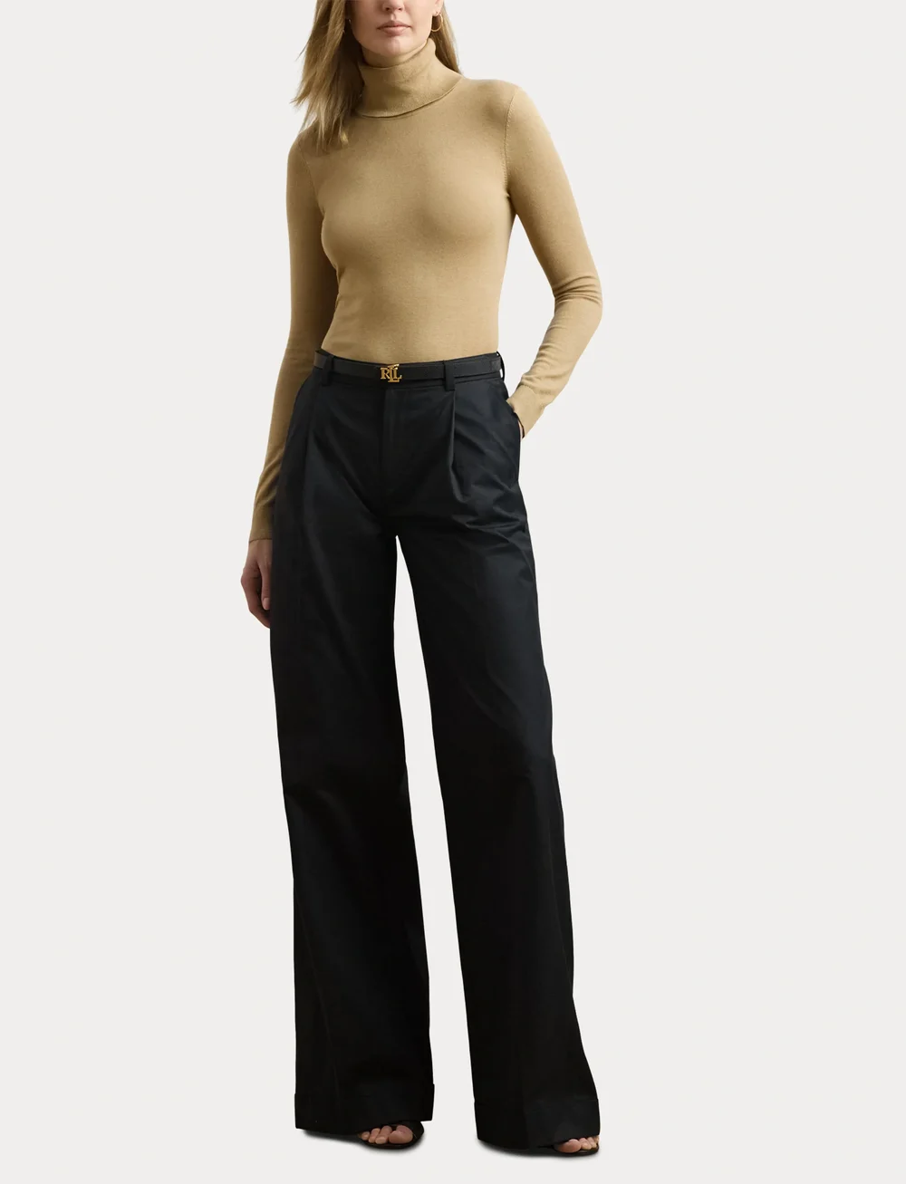 Lauren Ralph Lauren - Silk-Blend Turtleneck Sweater - rullekraver - birch tan - 5