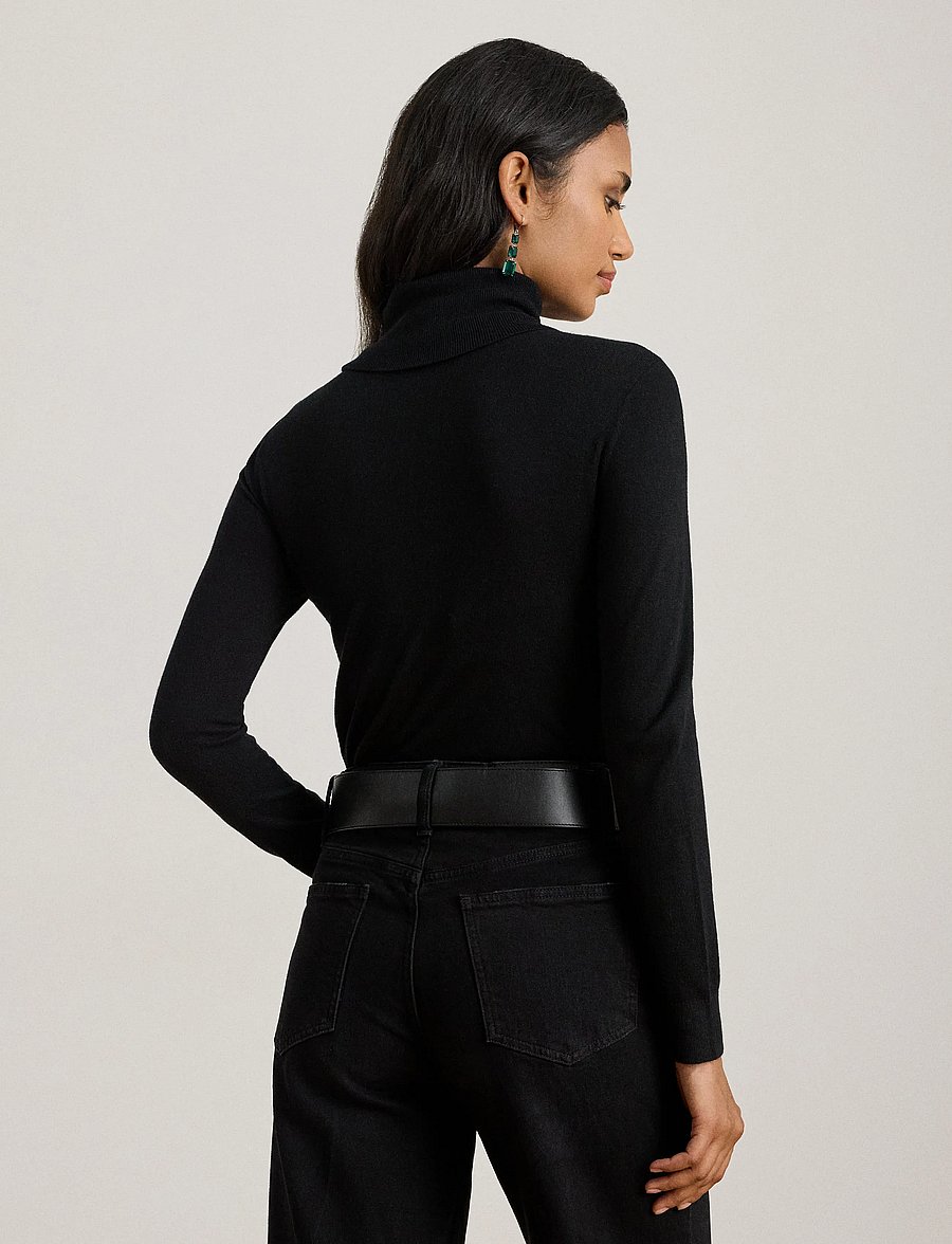 Lauren Ralph Lauren - Silk-Blend Turtleneck Sweater - rollkragenpullover - black - 3