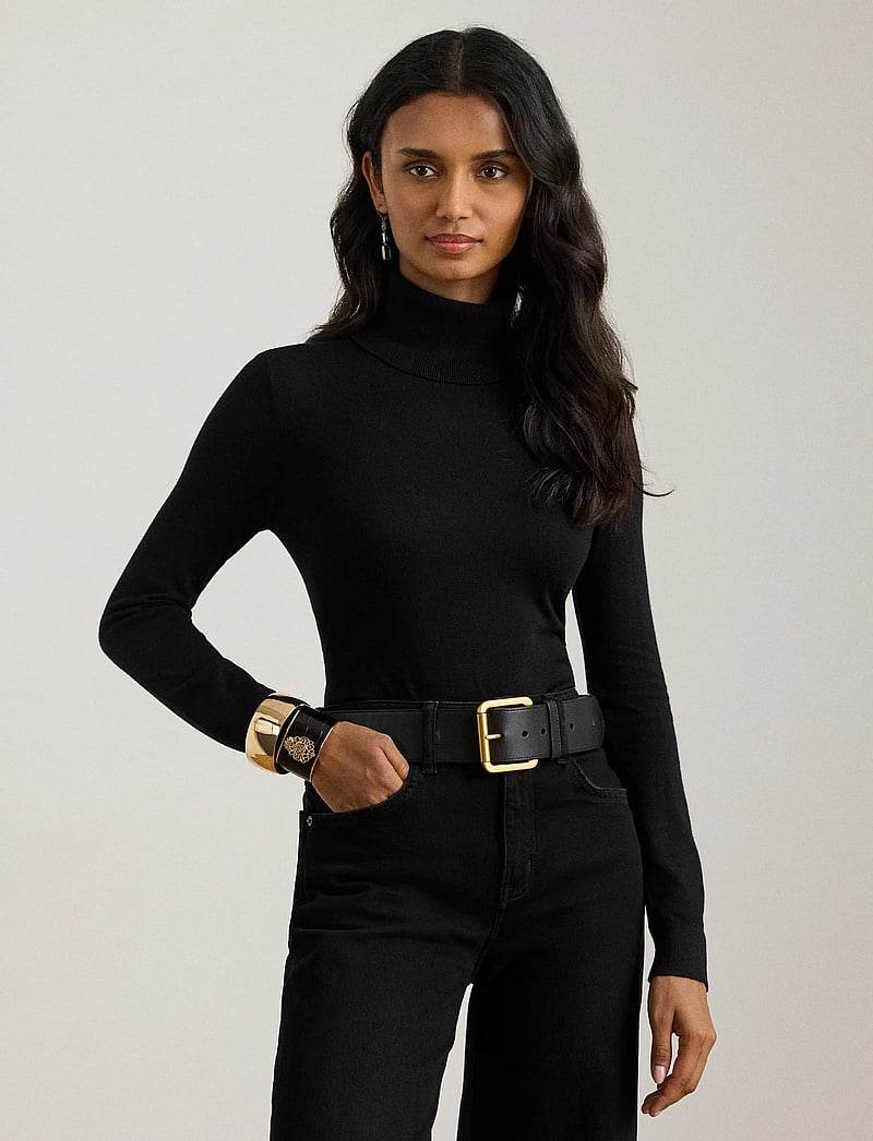 Lauren Ralph Lauren - Silk-Blend Turtleneck Sweater - rollkragenpullover - black - 4