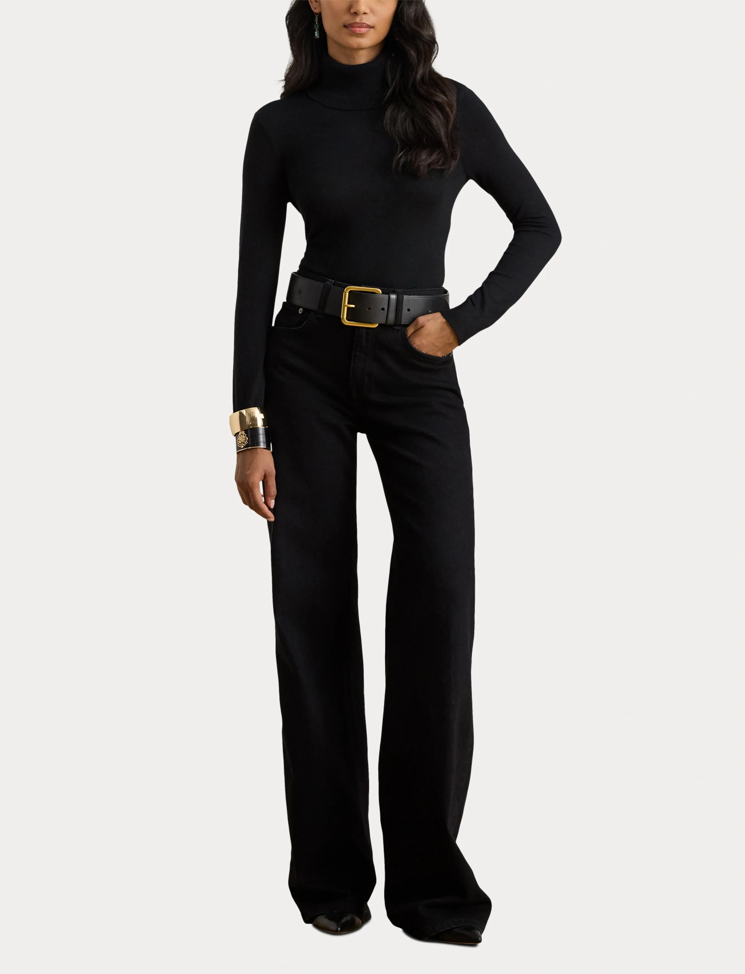 Lauren Ralph Lauren - Silk-Blend Turtleneck Sweater - polotröjor - black - 5