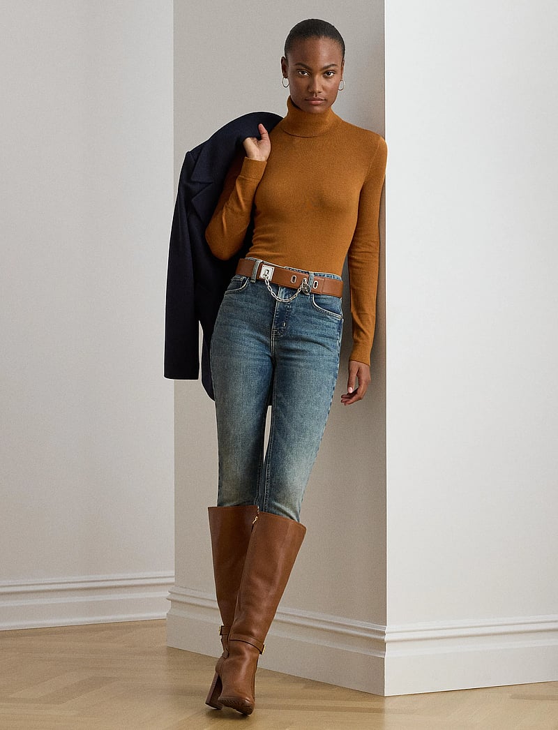 Lauren Ralph Lauren - Silk-Blend Turtleneck Sweater - polotröjor - cinnamon bark - 0