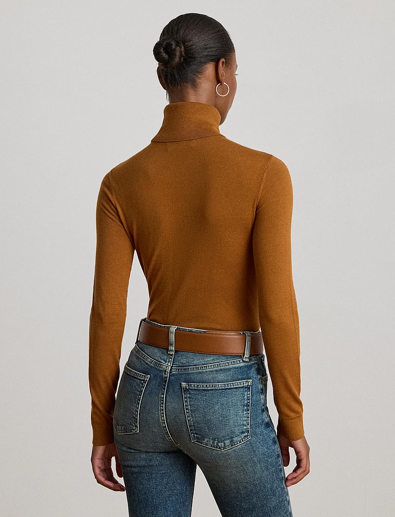 Lauren Ralph Lauren - Silk-Blend Turtleneck Sweater - polotröjor - cinnamon bark - 3