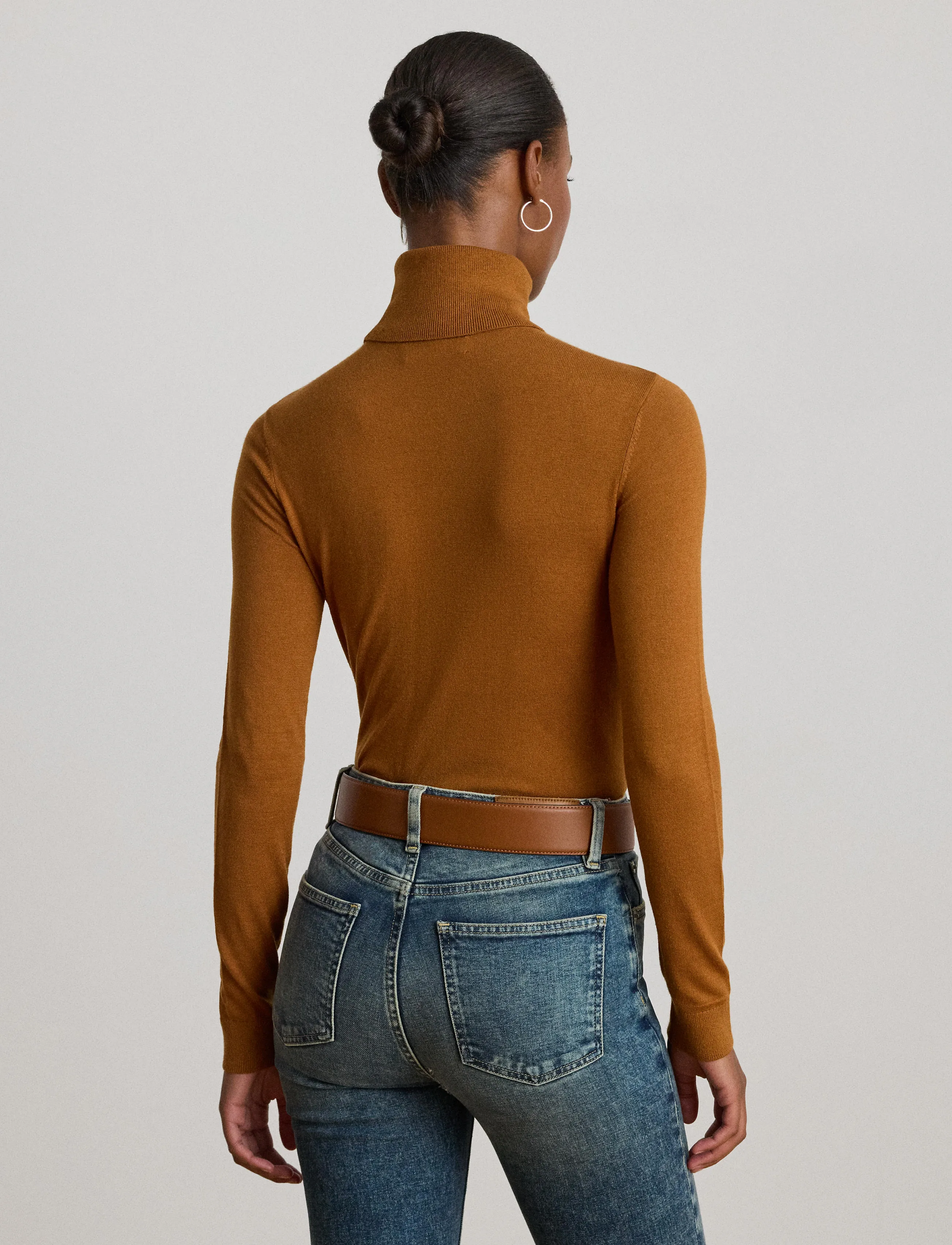 Lauren Ralph Lauren - Silk-Blend Turtleneck Sweater - rullekraver - cinnamon bark - 3
