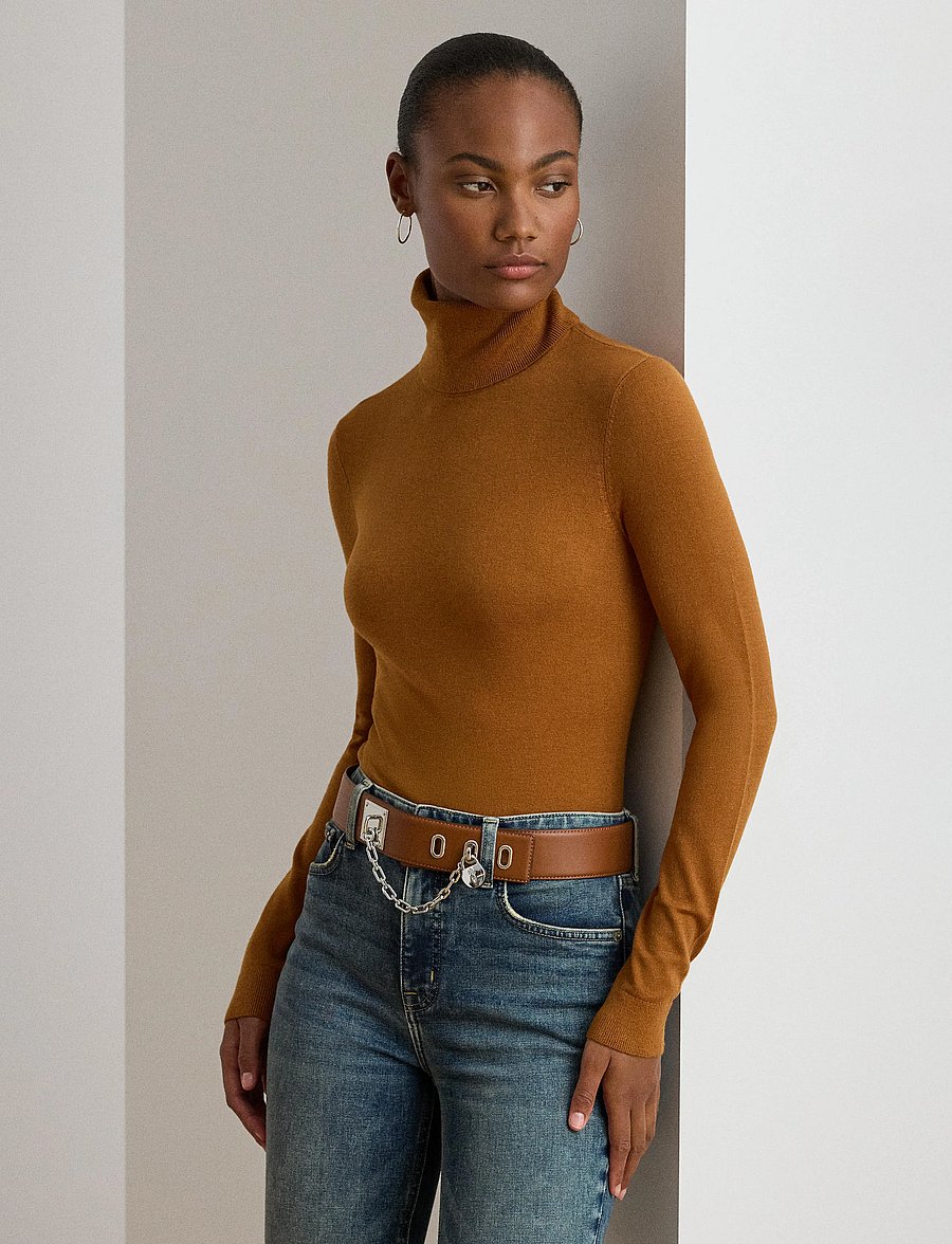 Lauren Ralph Lauren - Silk-Blend Turtleneck Sweater - rollkragenpullover - cinnamon bark - 4