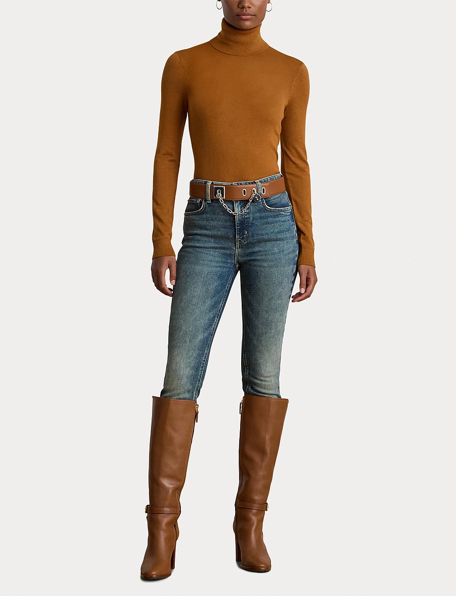 Lauren Ralph Lauren - Silk-Blend Turtleneck Sweater - rollkragenpullover - cinnamon bark - 5