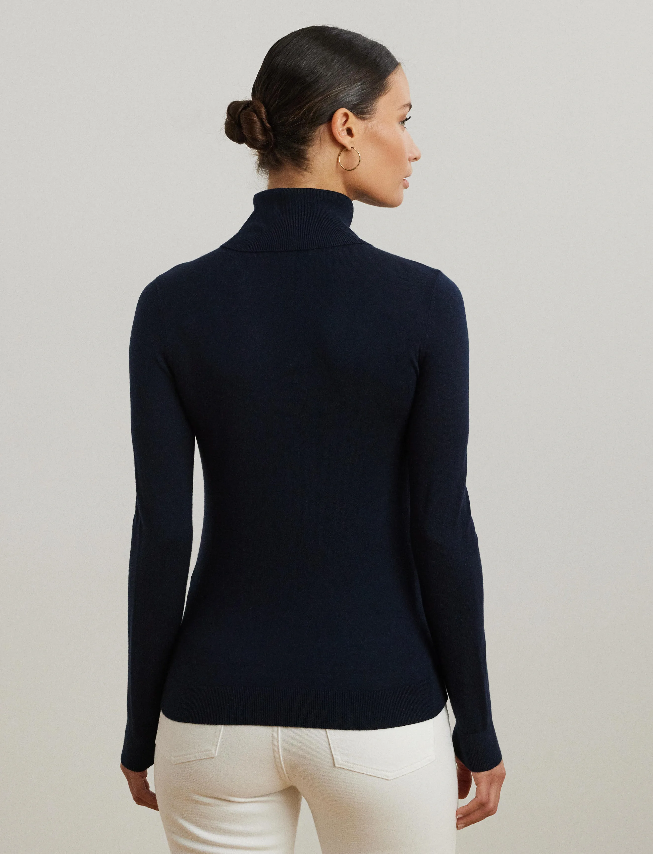 Lauren Ralph Lauren - Silk-Blend Turtleneck Sweater - rullekraver - lauren navy - 3