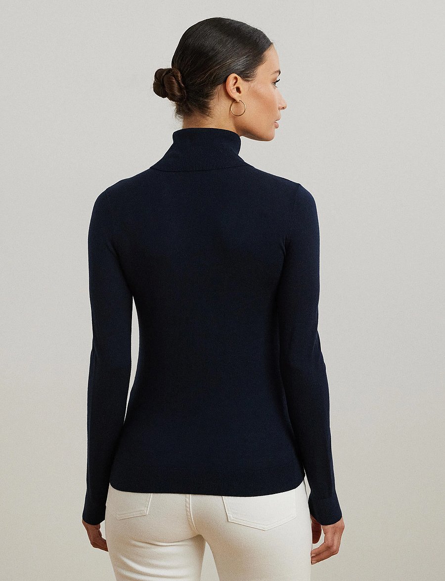 Lauren Ralph Lauren - Silk-Blend Turtleneck Sweater - rollkragenpullover - lauren navy - 3