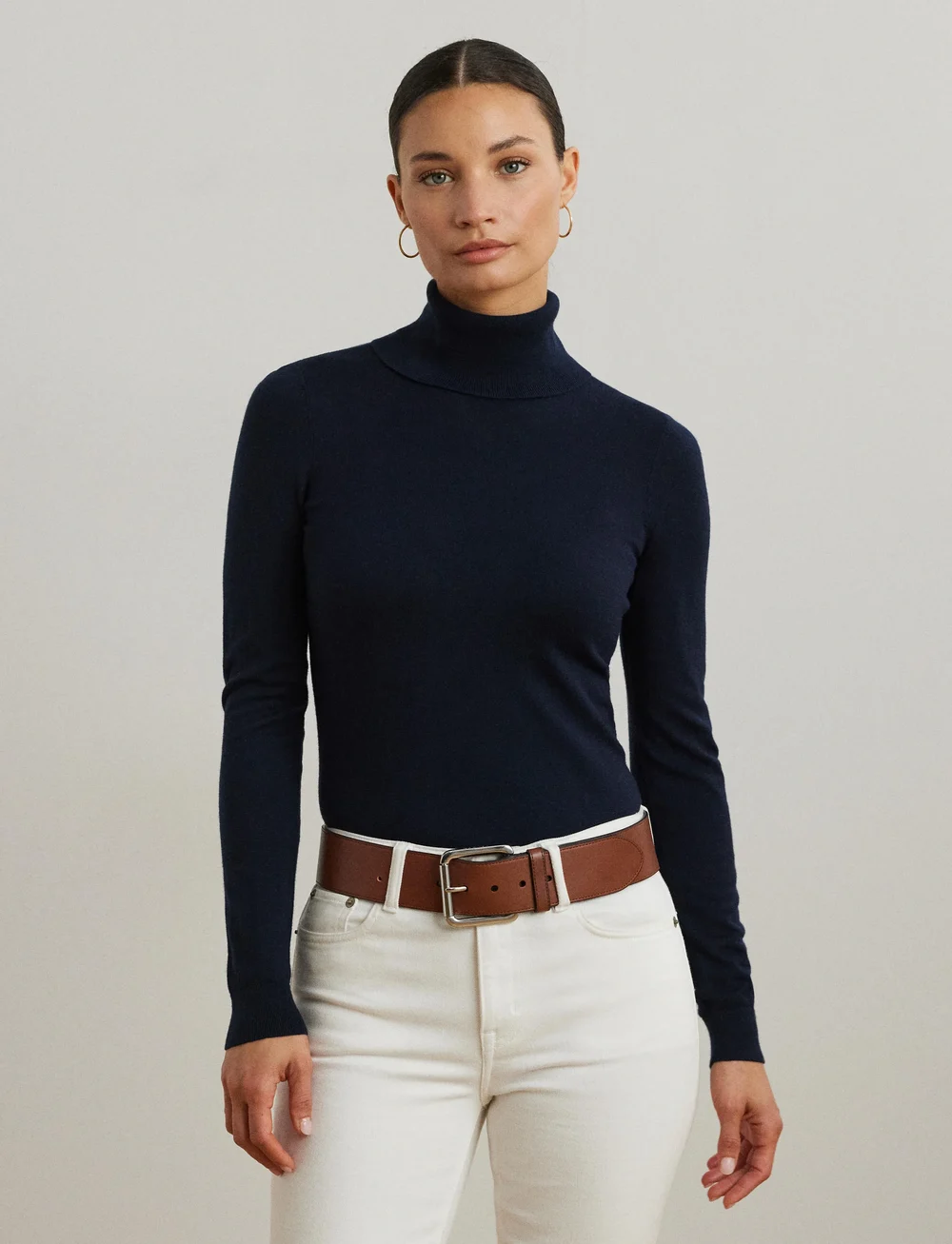 Lauren Ralph Lauren - Silk-Blend Turtleneck Sweater - polotröjor - lauren navy - 4