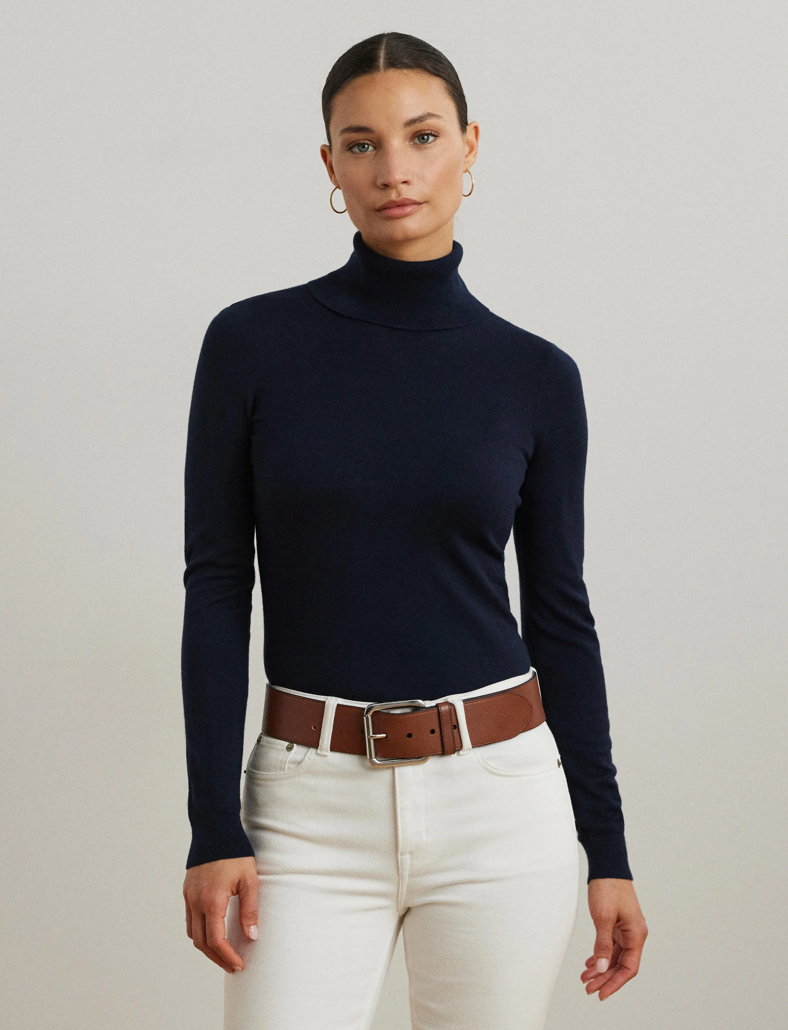 Lauren Ralph Lauren - Silk-Blend Turtleneck Sweater - rullekraver - lauren navy - 4