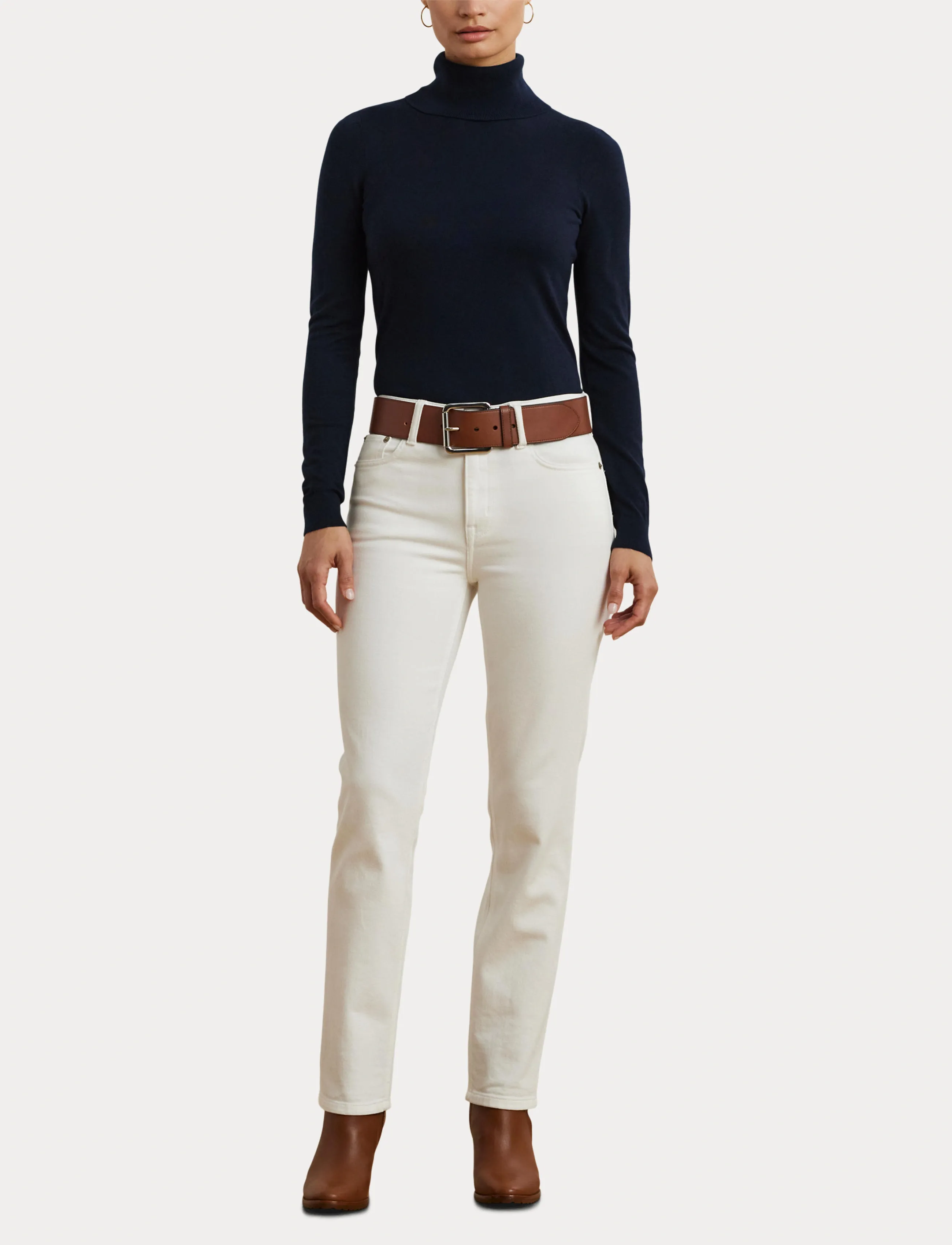 Lauren Ralph Lauren - Silk-Blend Turtleneck Sweater - rullekraver - lauren navy - 5