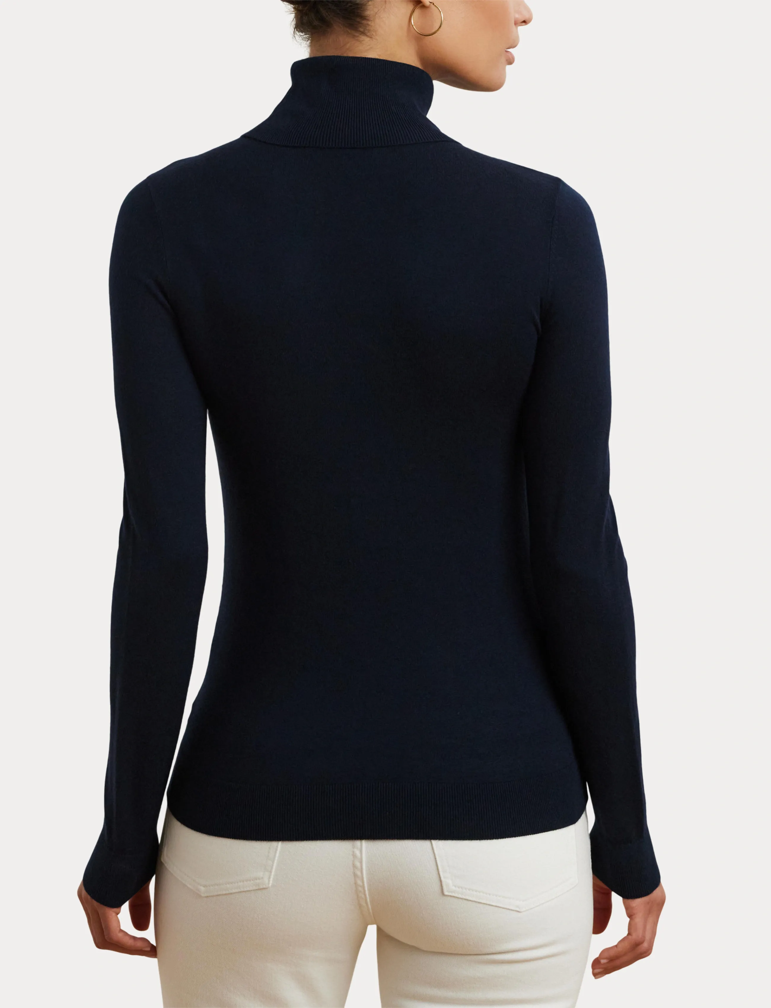 Lauren Ralph Lauren Silk-Blend Turtleneck Sweater - Urodziny - LAUREN NAVY / navy