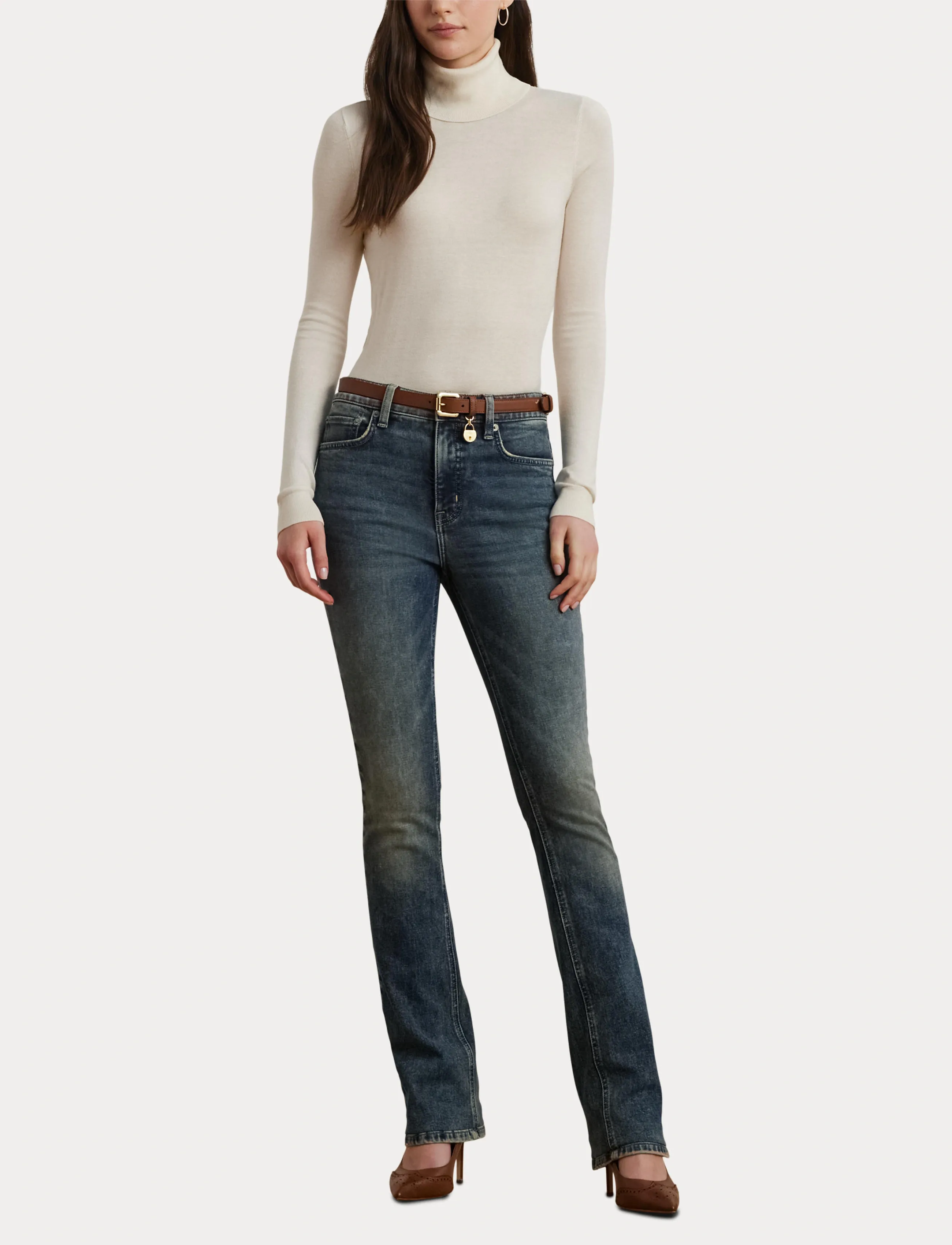 Lauren Ralph Lauren - Silk-Blend Turtleneck Sweater - golfy - mascarpone cream - 4
