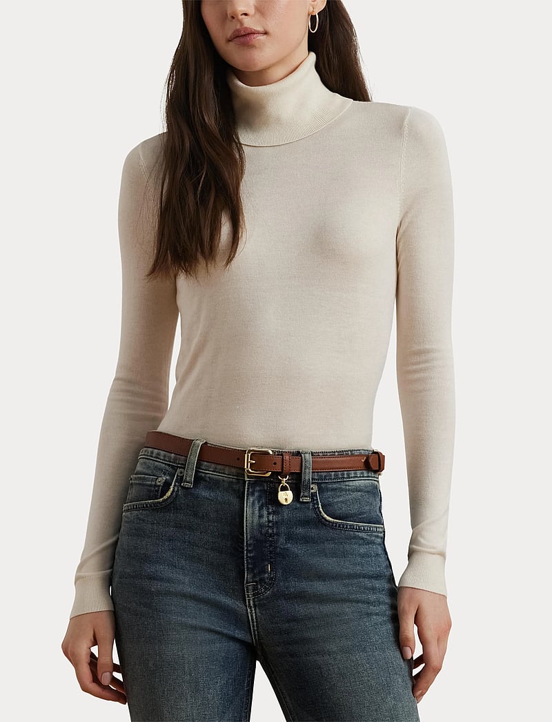 Lauren Ralph Lauren - Silk-Blend Turtleneck Sweater - rollkragenpullover - mascarpone cream - 5
