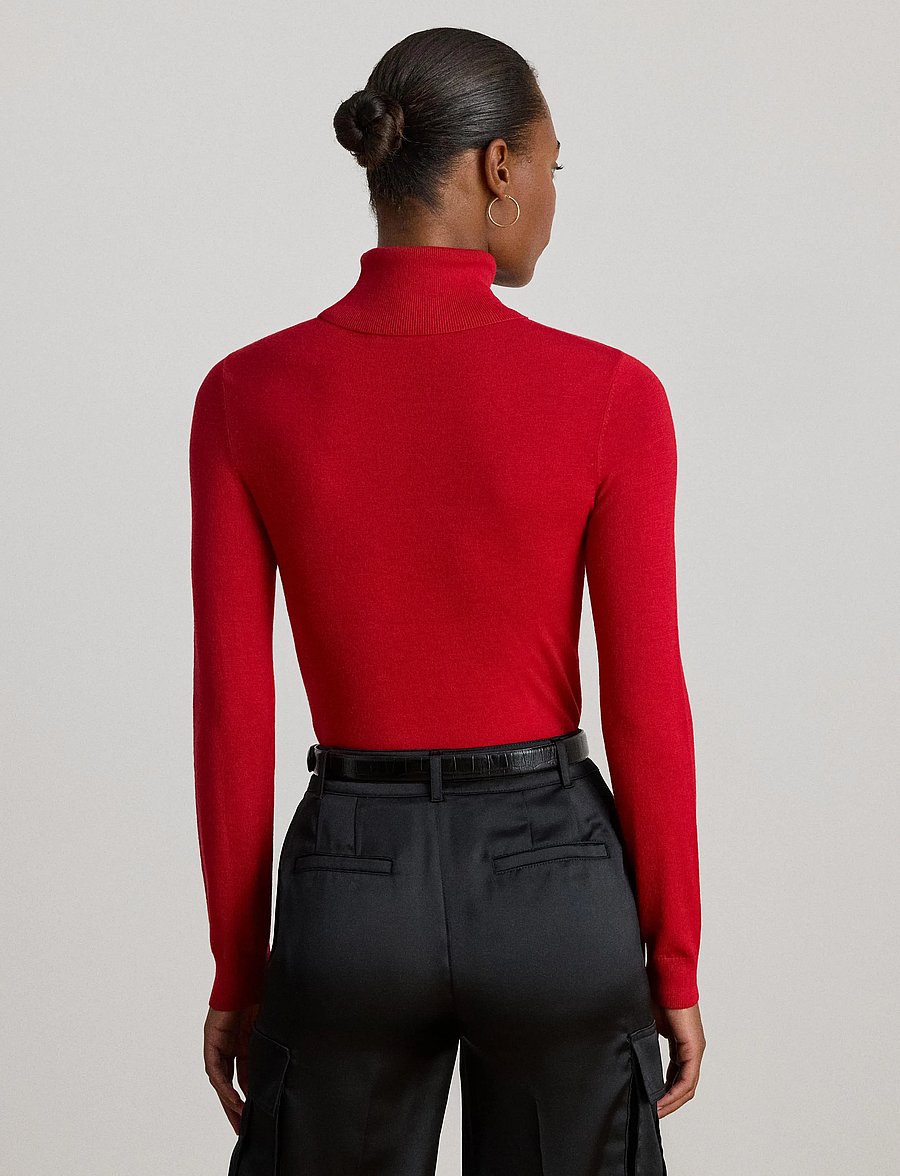 Lauren Ralph Lauren - Silk-Blend Turtleneck Sweater - rollkragenpullover - ralph red - 3