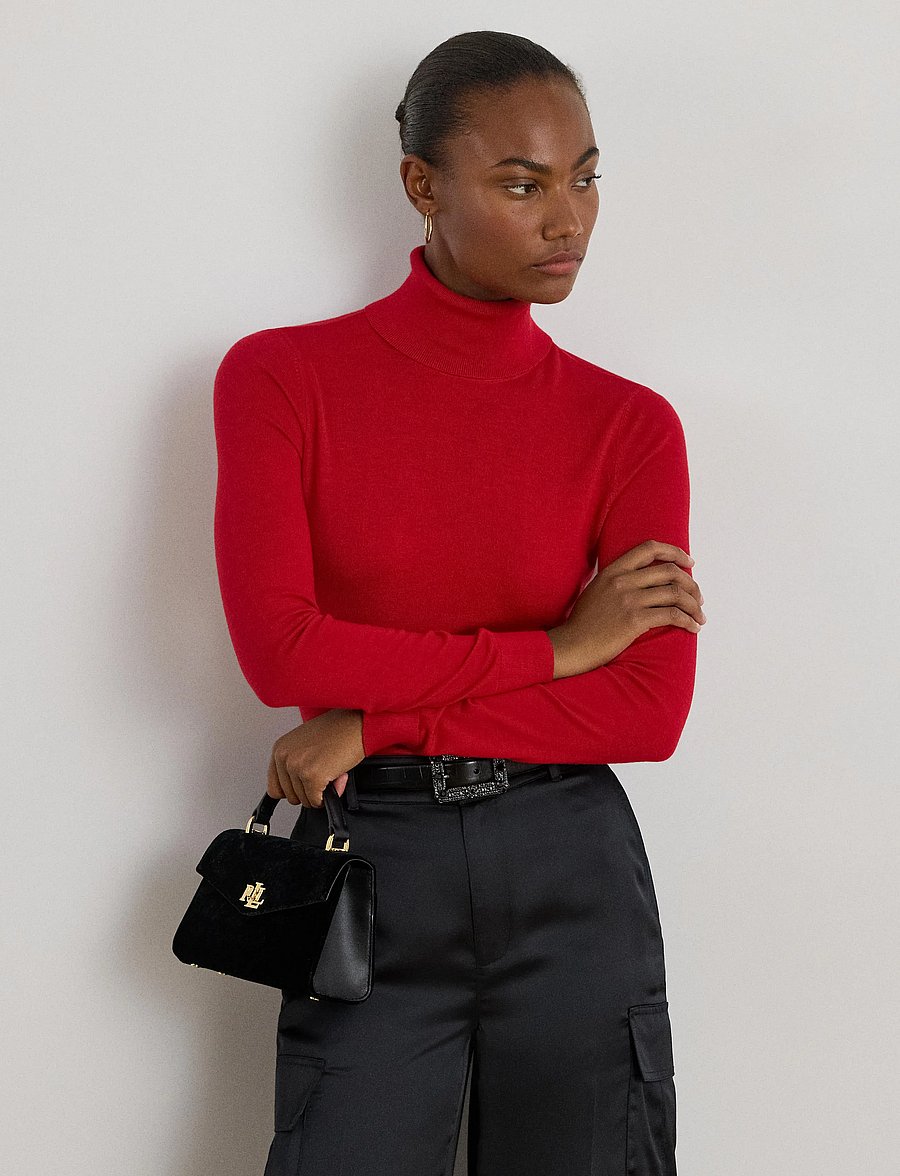 Lauren Ralph Lauren - Silk-Blend Turtleneck Sweater - rollkragenpullover - ralph red - 4