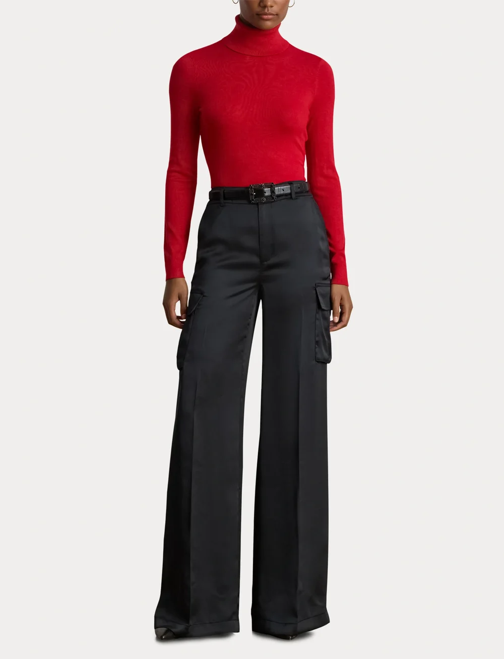 Lauren Ralph Lauren - Silk-Blend Turtleneck Sweater - rullekraver - ralph red - 5