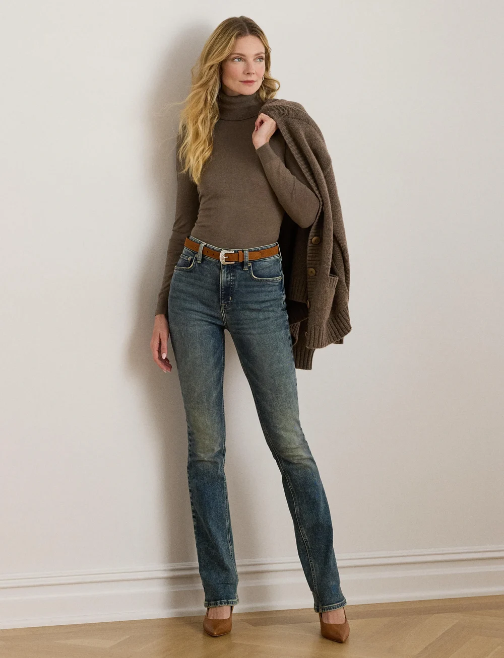 Lauren Ralph Lauren - Silk-Blend Turtleneck Sweater - rollkragenpullover - taupe brown heath - 0