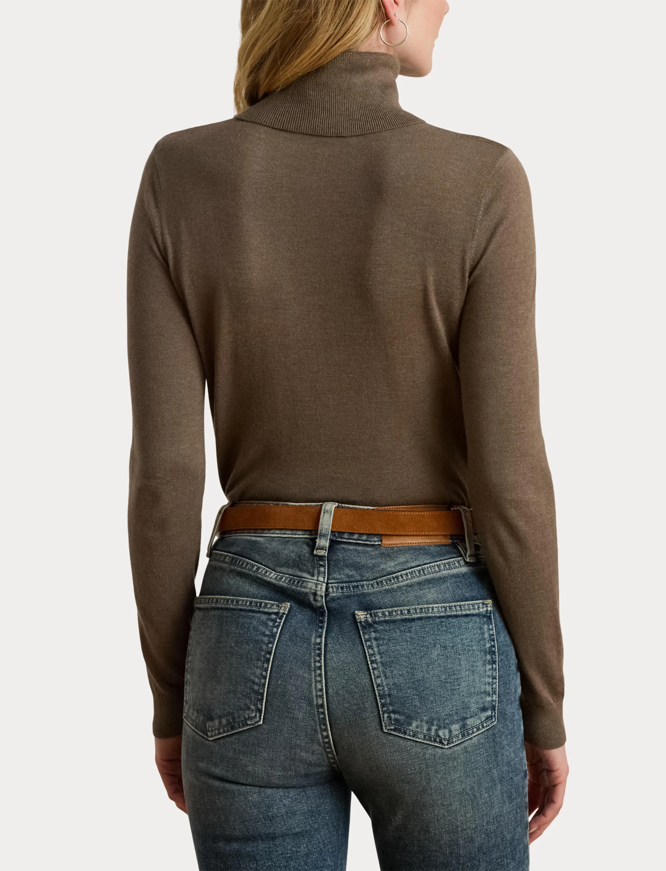 Lauren Ralph Lauren Silk-Blend Turtleneck Sweater - Födelsedag - TAUPE BROWN HEATH / brown