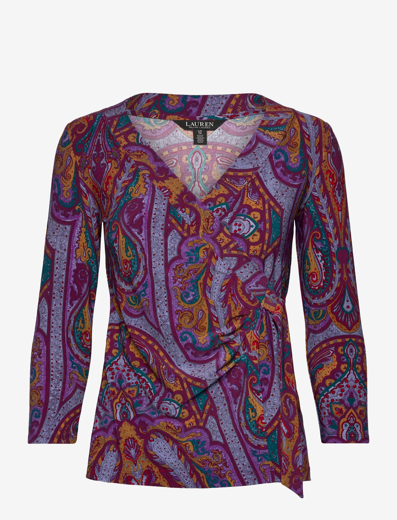 Lauren Ralph Lauren - Paisley Stretch Jersey Top - långärmade blusar - fuchsia multi - 1