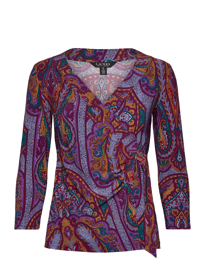 Lauren Ralph Lauren - Paisley Stretch Jersey Top - långärmade blusar - fuchsia multi - 1