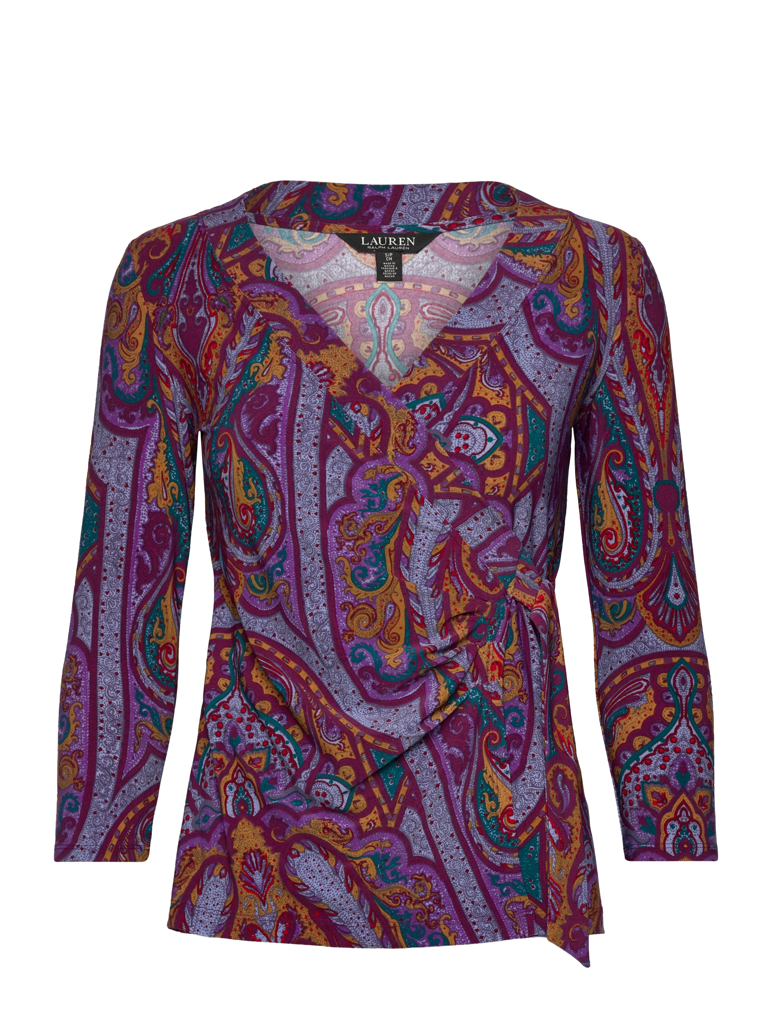 Lauren Ralph Lauren Paisley Stretch Jersey Top - Bluser - FUCHSIA MULTI / purple