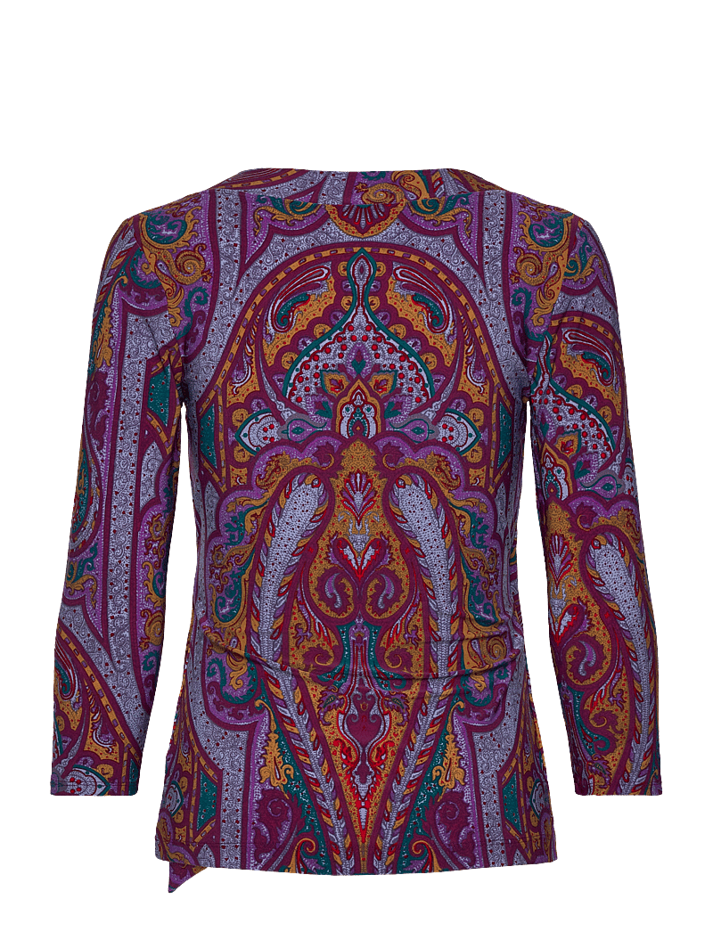 Lauren Ralph Lauren - Paisley Stretch Jersey Top - långärmade blusar - fuchsia multi - 2