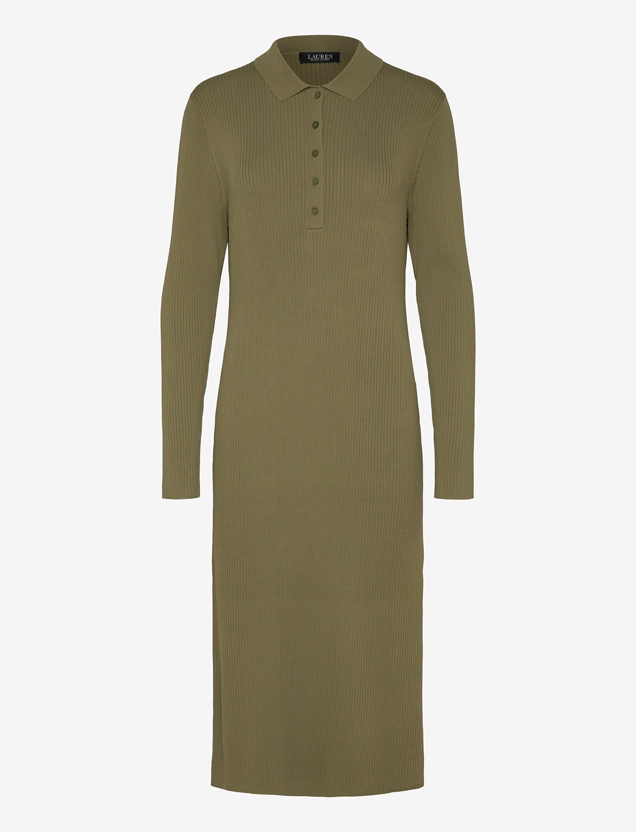 Lauren Ralph Lauren - Rib-Knit Polo Dress - knitted dresses - olive grove - 0