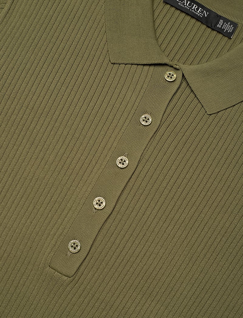 Lauren Ralph Lauren - Rib-Knit Polo Dress - knitted dresses - olive grove - 3