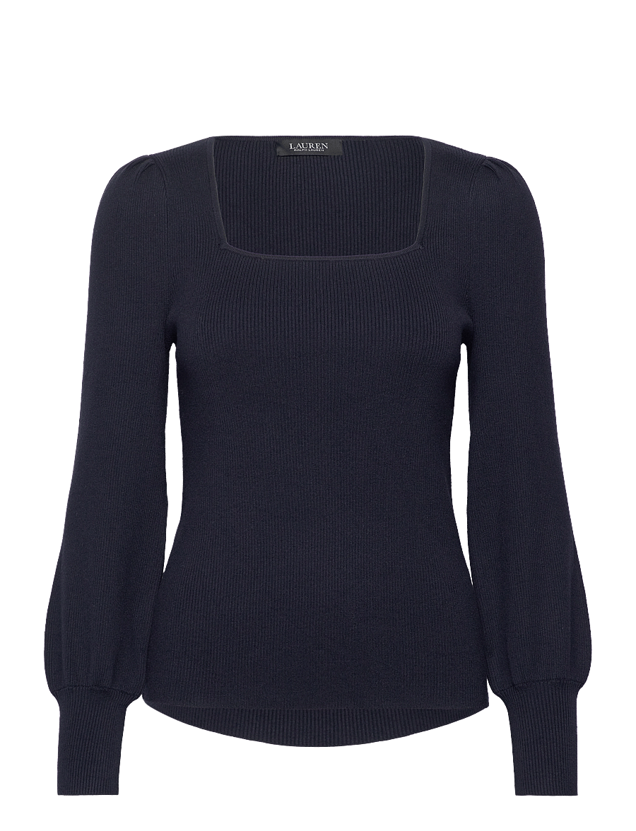 Lauren Ralph Lauren - Rib-Knit Puff-Sleeve Sweater - langärmlige tops - lauren navy - 1