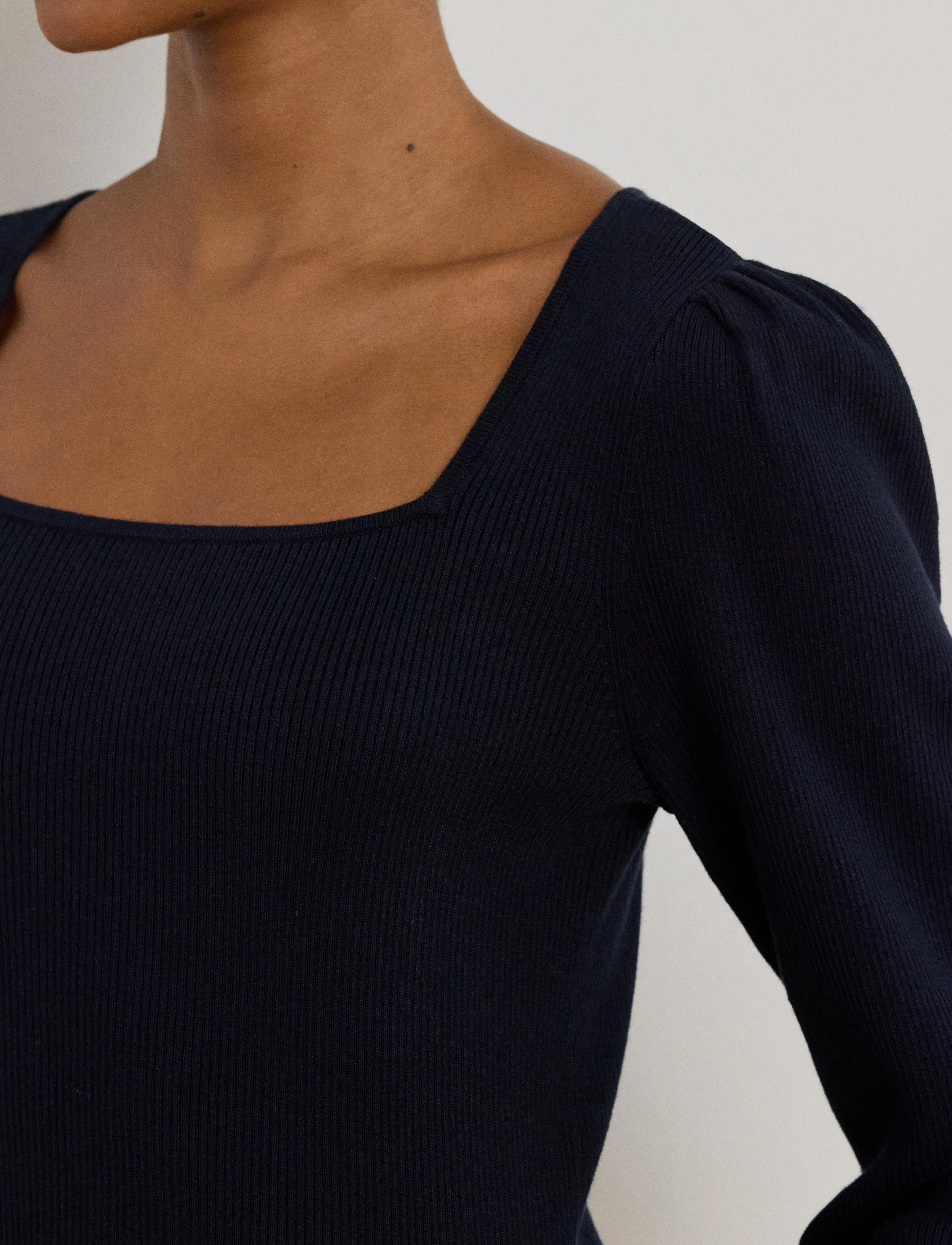 Lauren Ralph Lauren - Rib-Knit Puff-Sleeve Sweater - langärmlige tops - lauren navy - 5