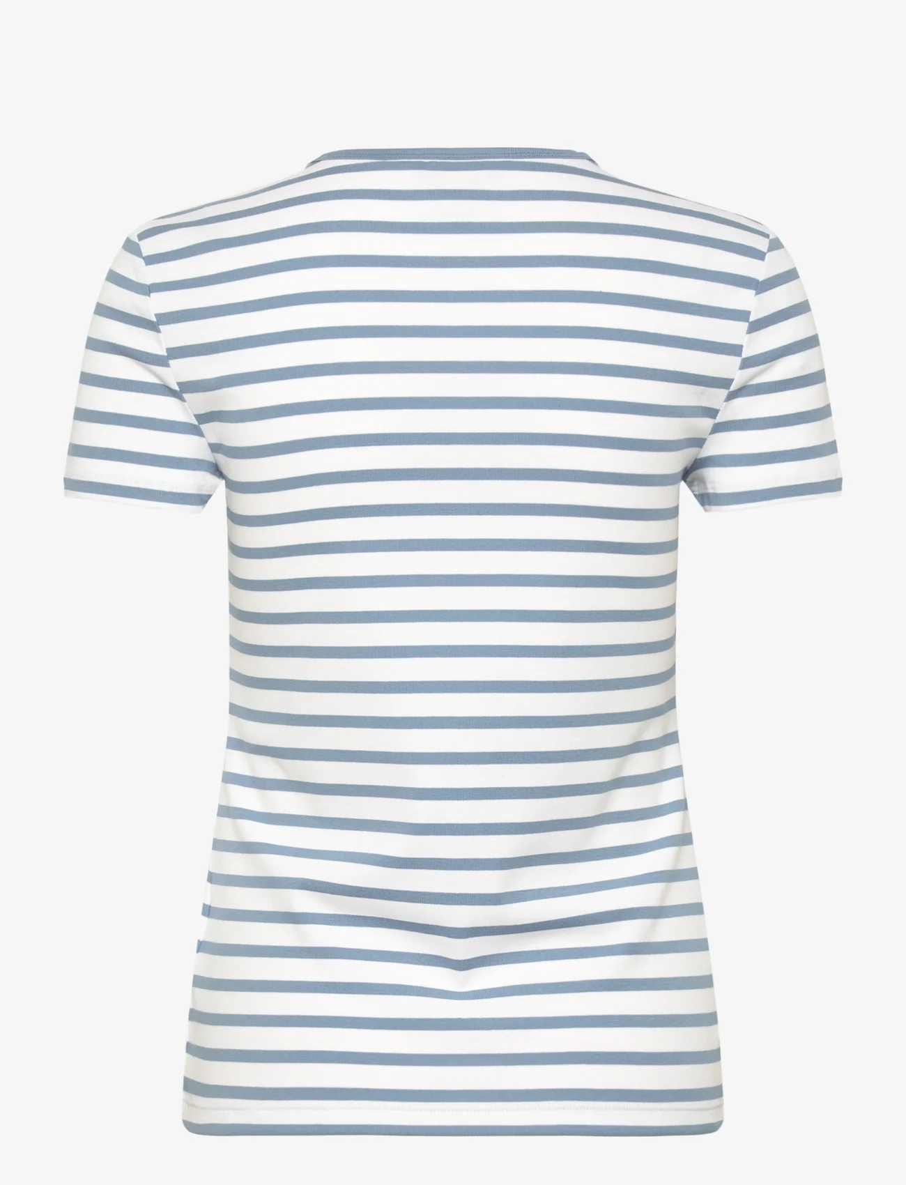 Lauren Ralph Lauren - Striped Stretch Cotton Crewneck Tee - t-shirty - white/pale azure - 1