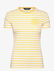 Lauren Ralph Lauren - Striped Stretch Cotton Crewneck Tee - t-shirts - white/ primrose y - 0