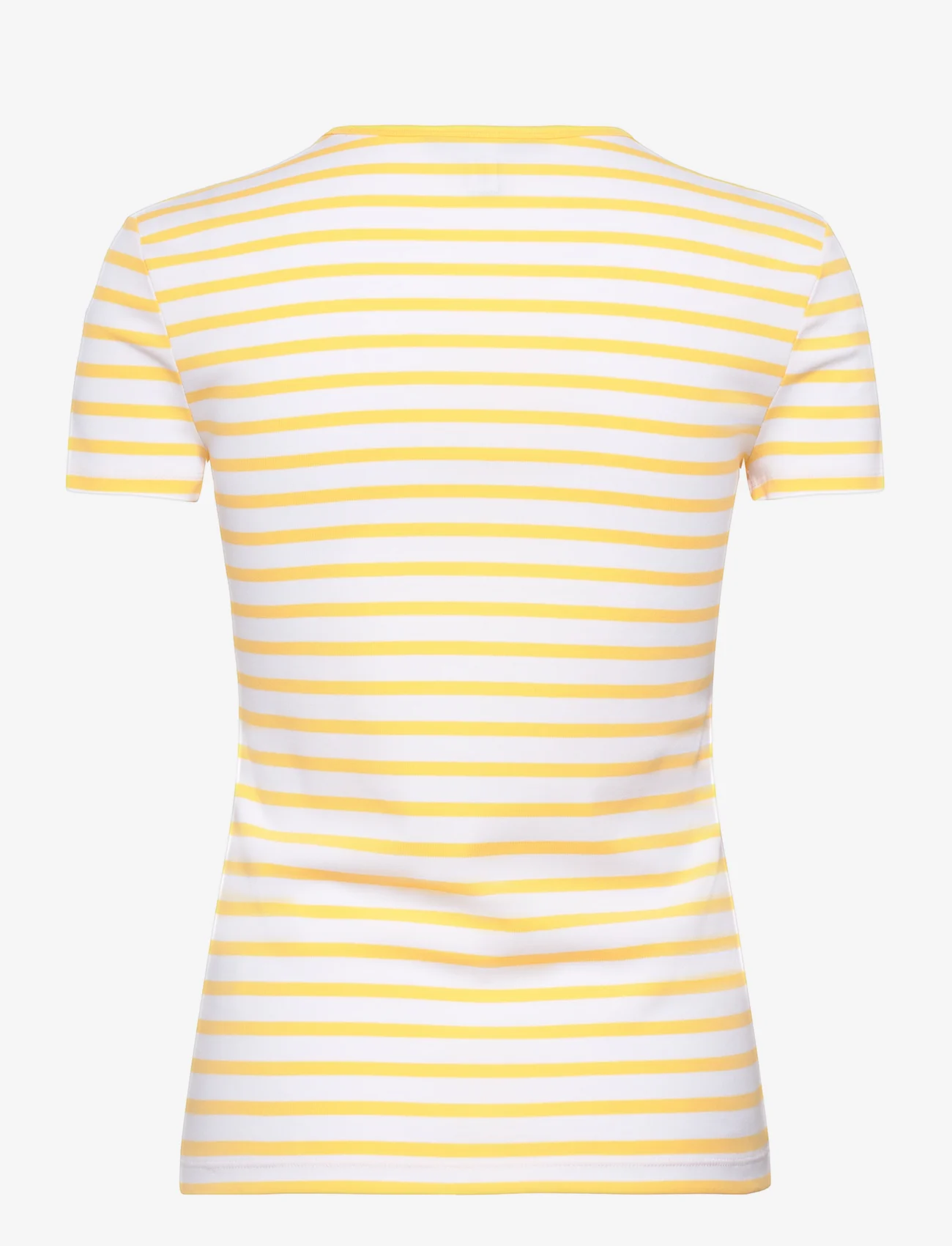 Lauren Ralph Lauren - Striped Stretch Cotton Crewneck Tee - t-shirts - white/ primrose y - 1