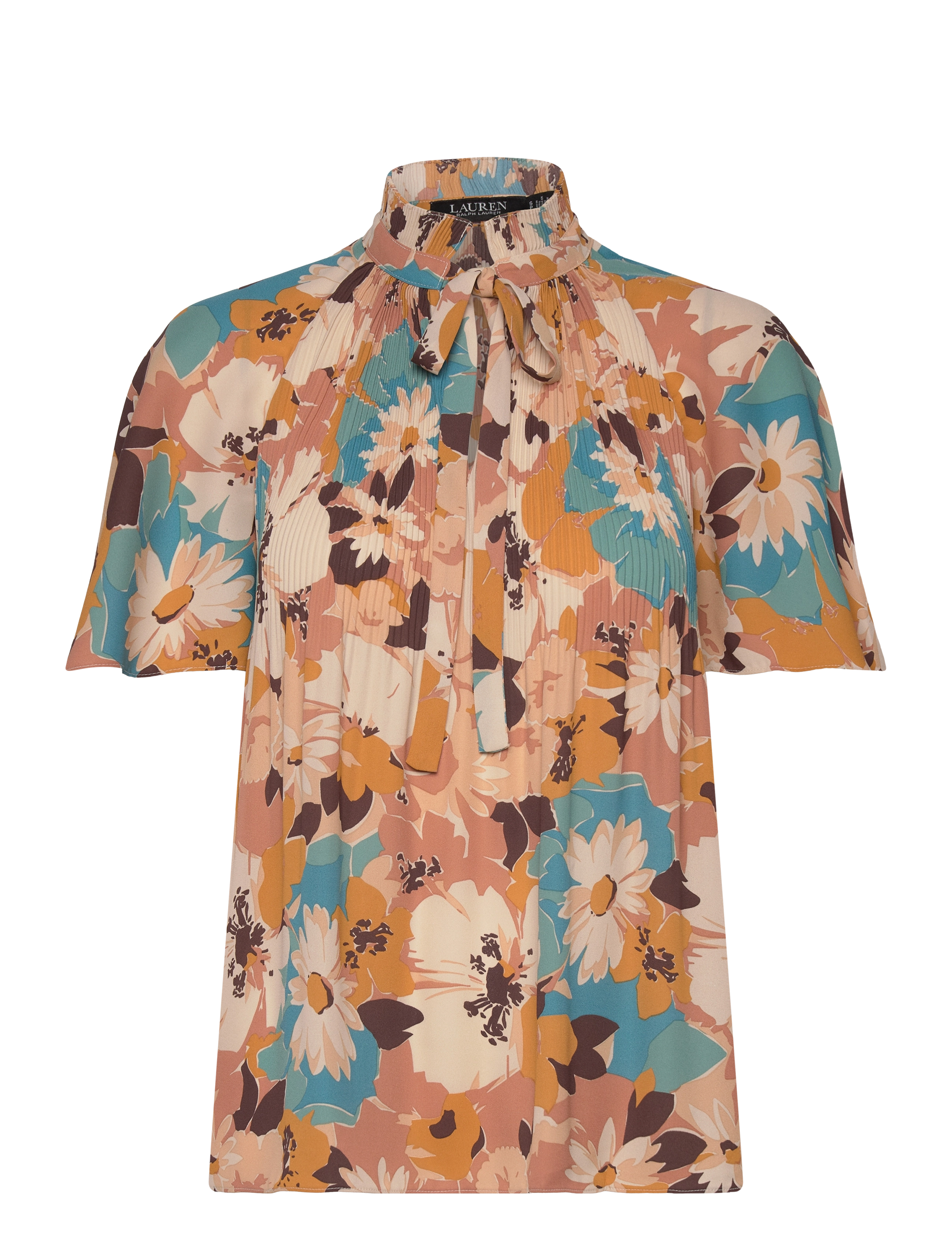 Lauren Ralph Lauren Floral Pleated Georgette Blouse - Bluser & Skjorter - CREAM MULTI / brown