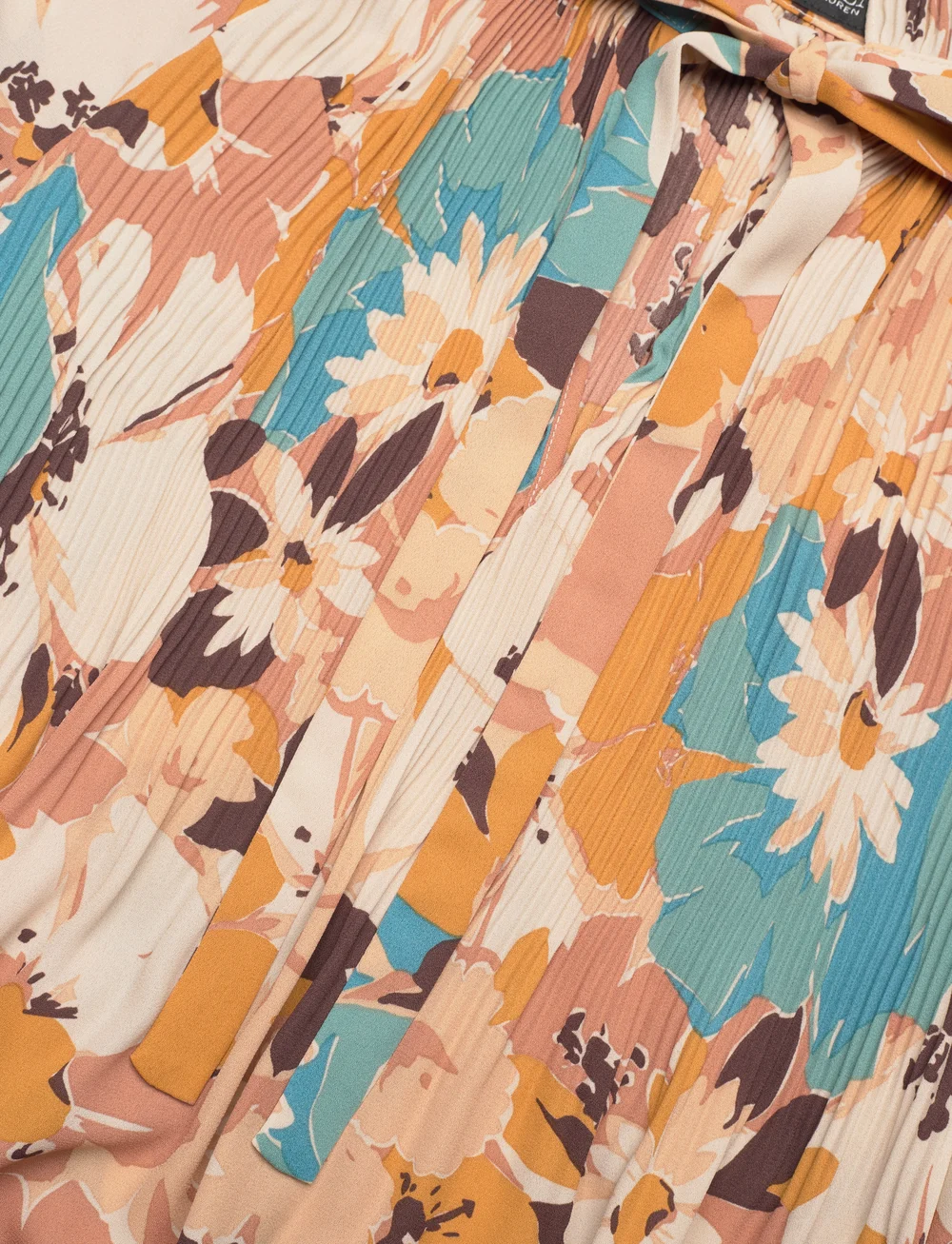 Lauren Ralph Lauren - Floral Pleated Georgette Blouse - kortærmede bluser - cream multi - 3