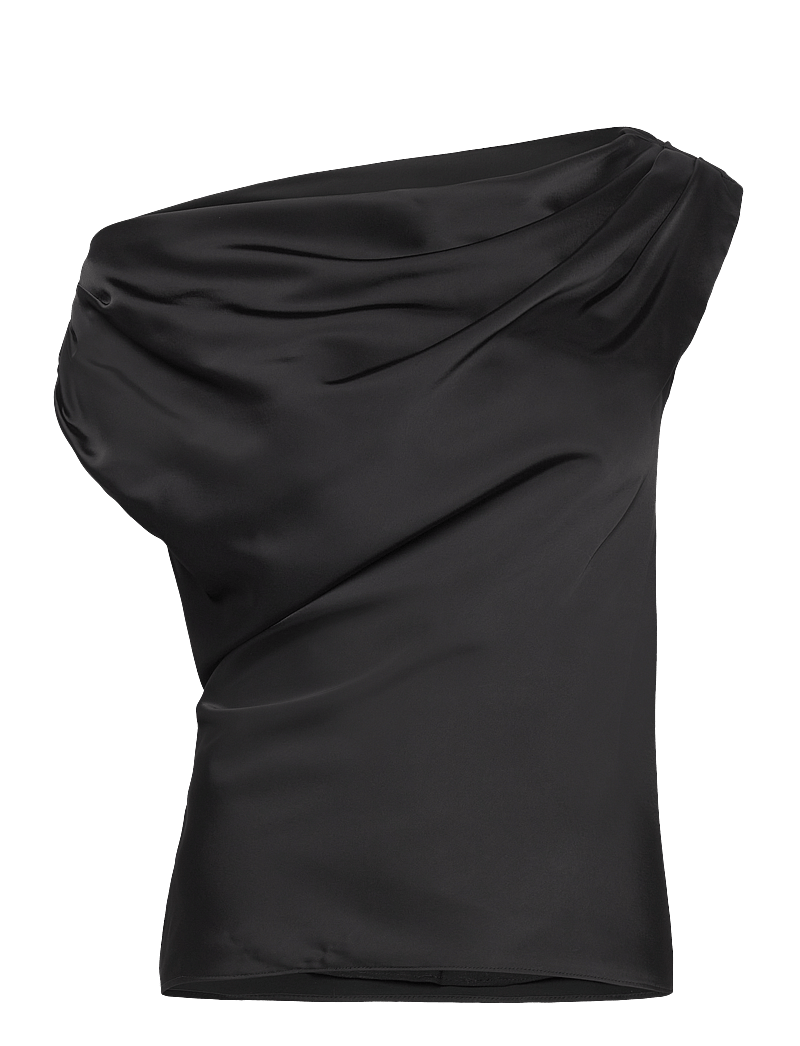 Lauren Ralph Lauren - Satin Charmeuse Off-the-Shoulder Blouse - lühikeste varrukatega pluusid - black - 1