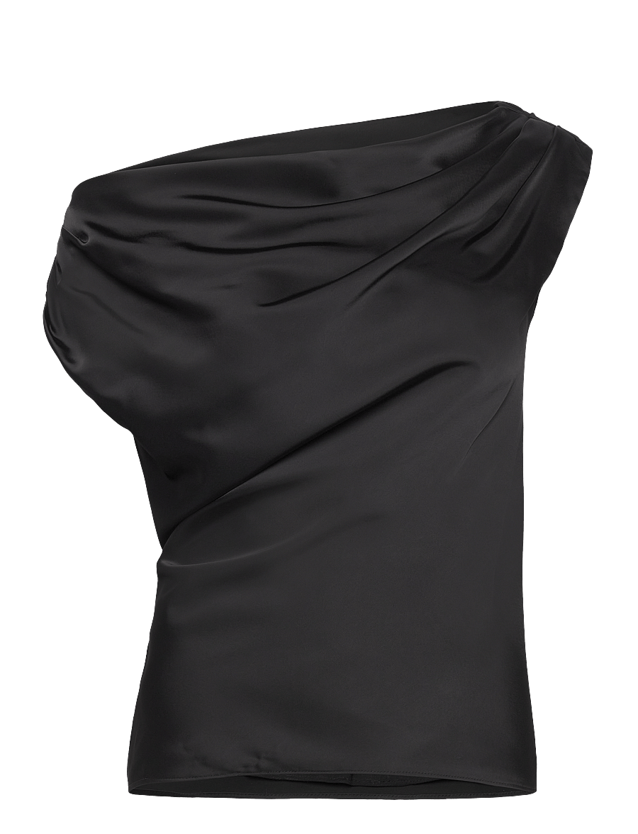 Lauren Ralph Lauren - Satin Charmeuse Off-the-Shoulder Blouse - black - 1