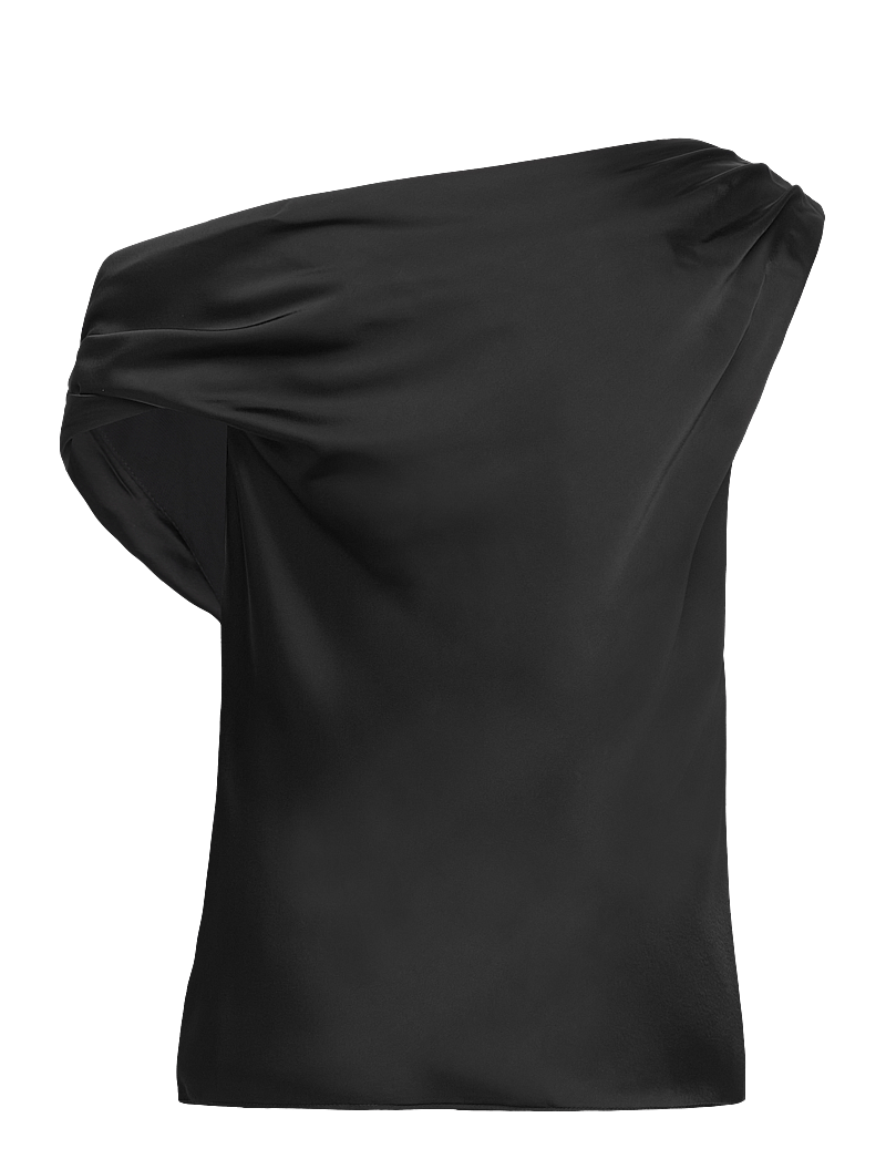 Lauren Ralph Lauren - Satin Charmeuse Off-the-Shoulder Blouse - lühikeste varrukatega pluusid - black - 2