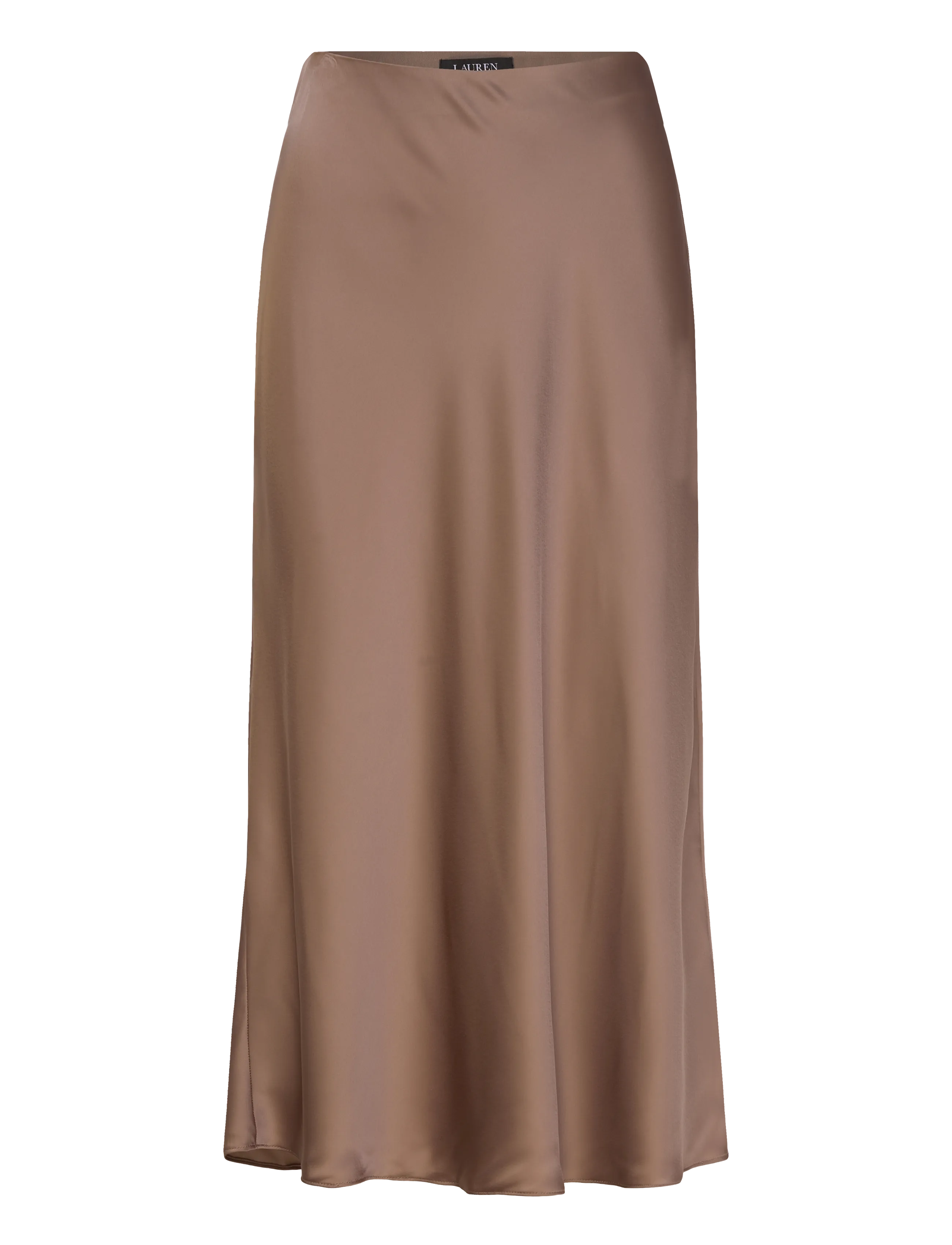Lauren Ralph Lauren - Satin Charmeuse Midi Skirt - taupe brown - 1