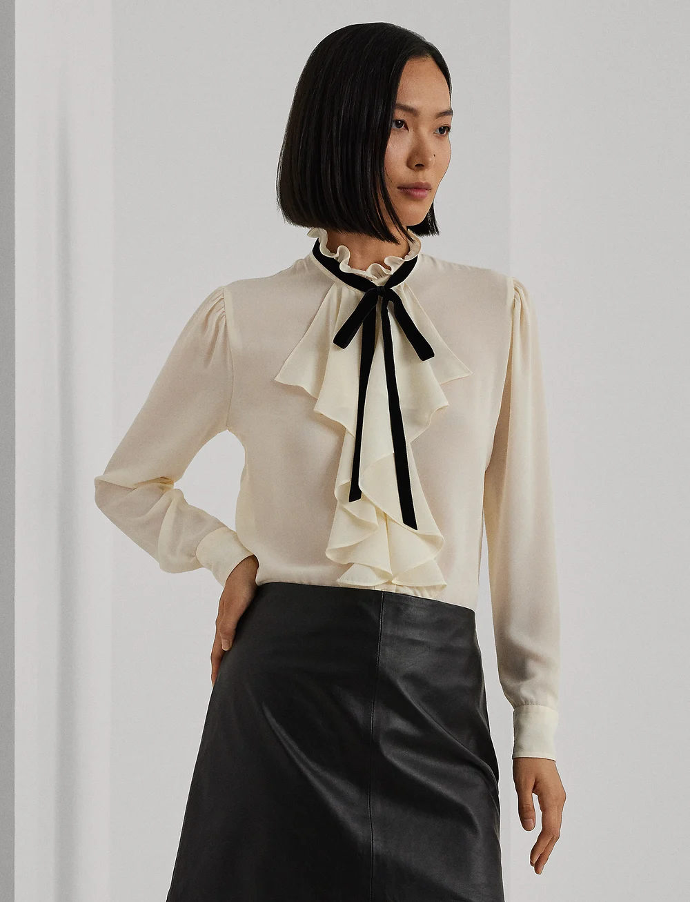 Lauren Ralph Lauren Ruffle trim Georgette Blouse Long sleeved blouses Boozt