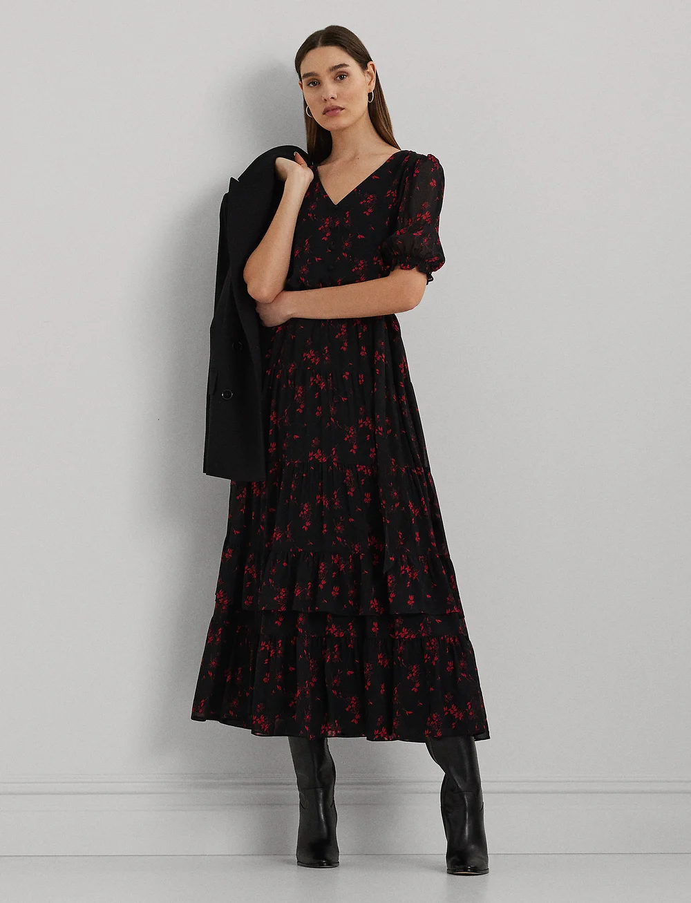 Lauren Ralph Lauren Floral Belted Crinkle Georgette Dress Maxi dresses Boozt