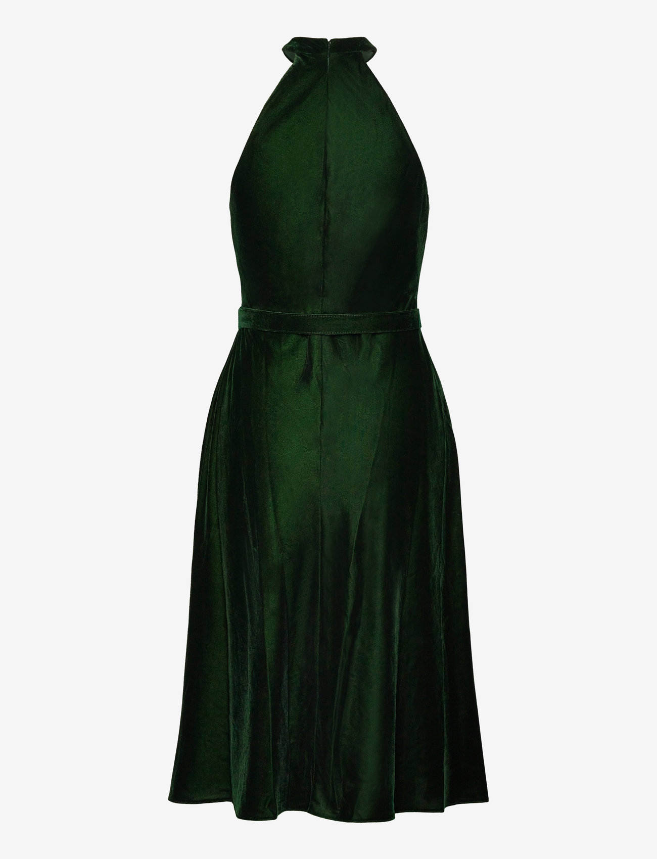 Lauren Ralph Lauren - Belted Velvet Halter Dress - emerald green vel - 1