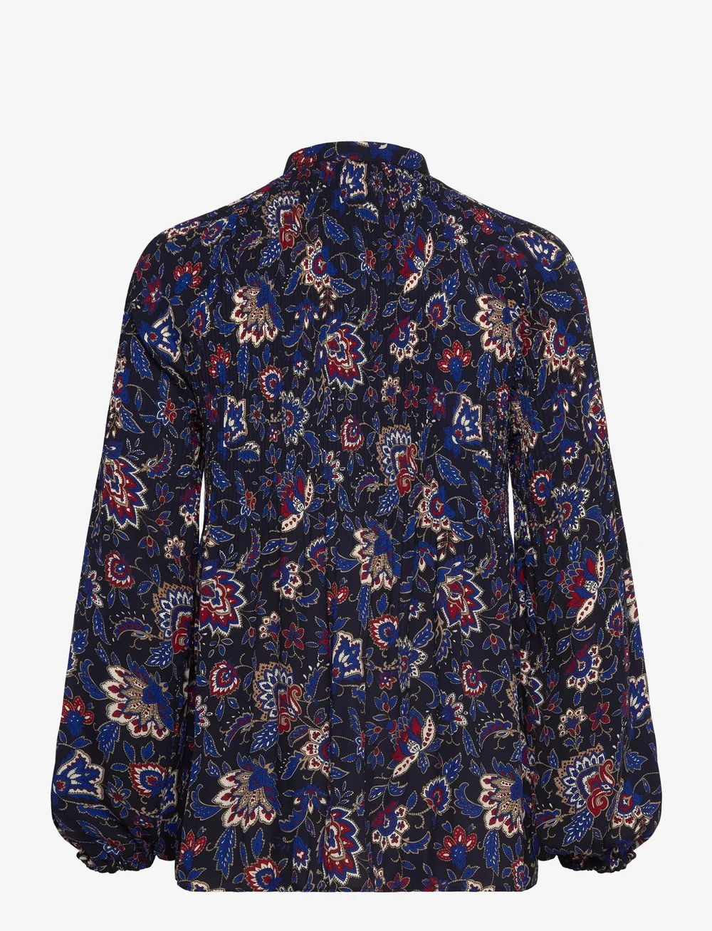 Lauren Ralph Lauren - Floral Pleated Georgette Blouse - långärmade blusar - navy multi - 1
