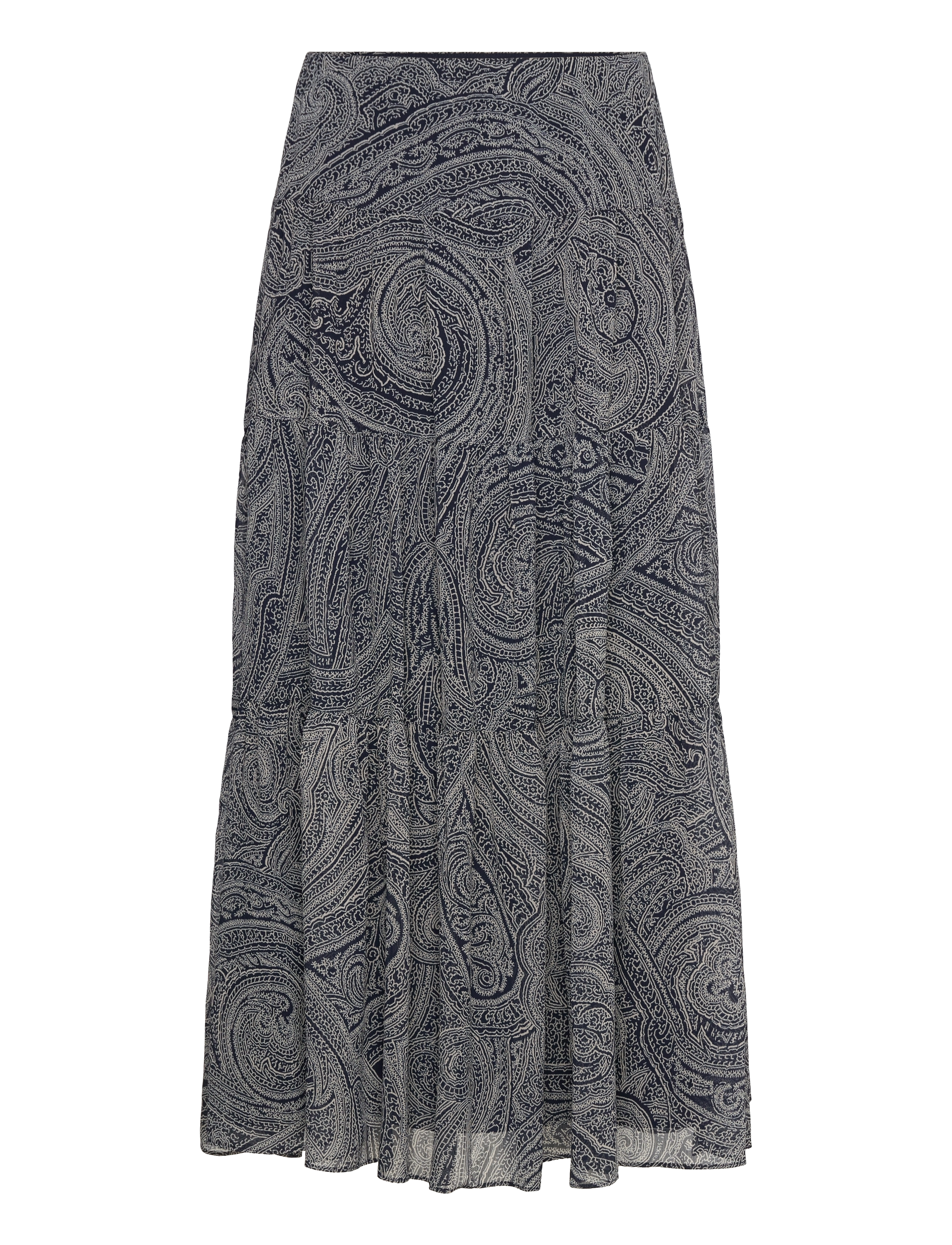 Lauren Ralph Lauren - POLY CRINKLE GGT 58-SKIRT - maxi röcke - navy/cream - 0