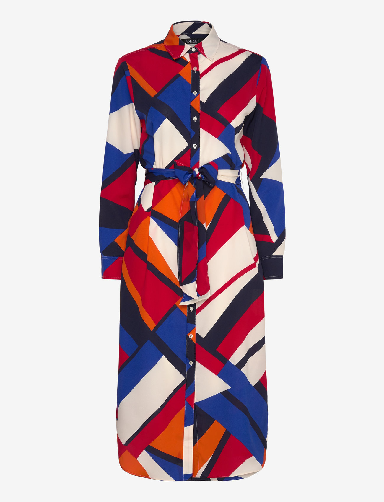 Lauren Ralph Lauren - Print Crepe Shirtdress - skjortekjoler - blue multi - 0