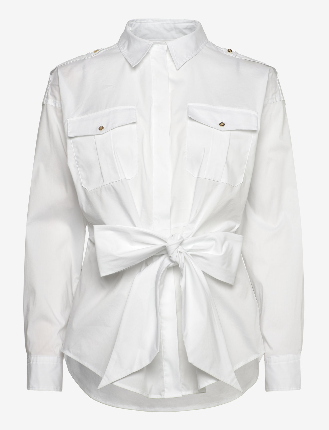 Lauren Ralph Lauren - Tie-Front Cotton-Blend Shirt - white - 0