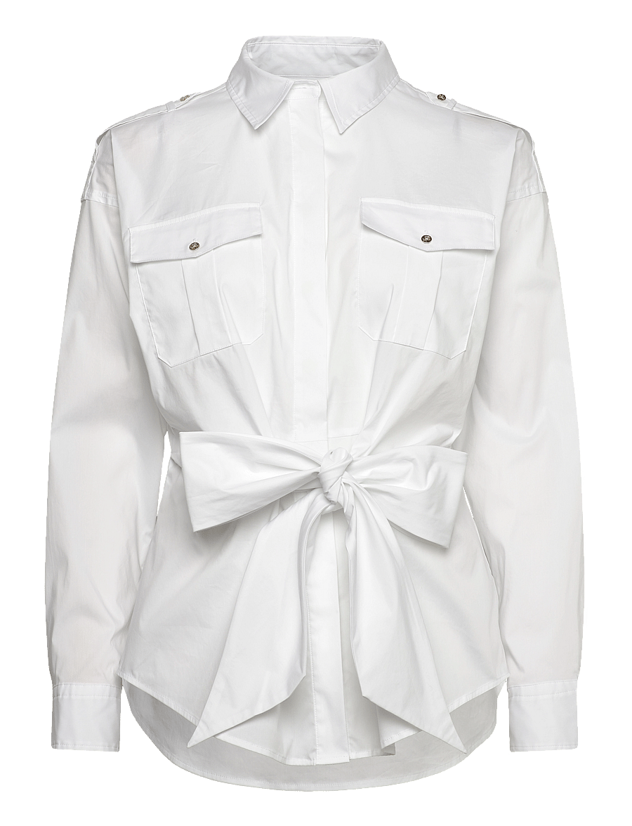 Lauren Ralph Lauren - Tie-Front Cotton-Blend Shirt - white - 0